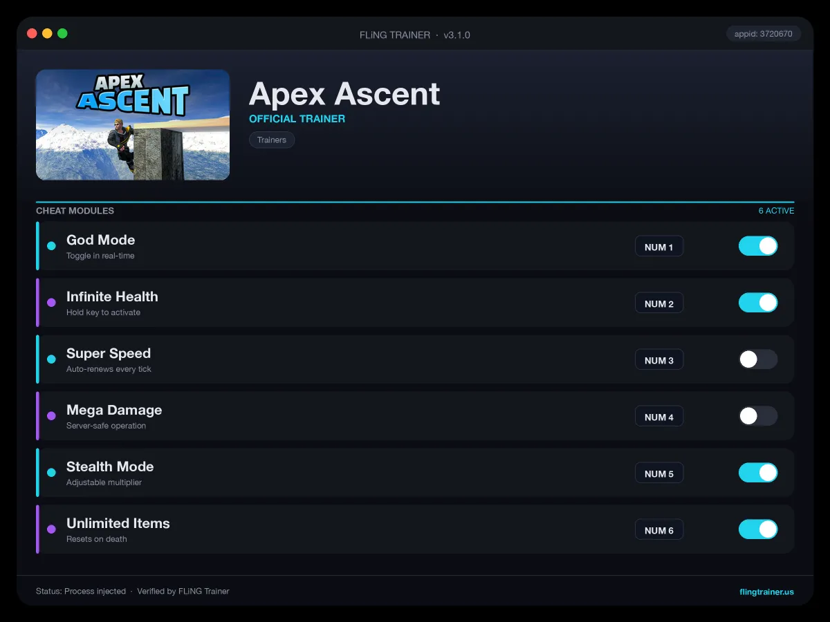 Apex Ascent Trainer interface