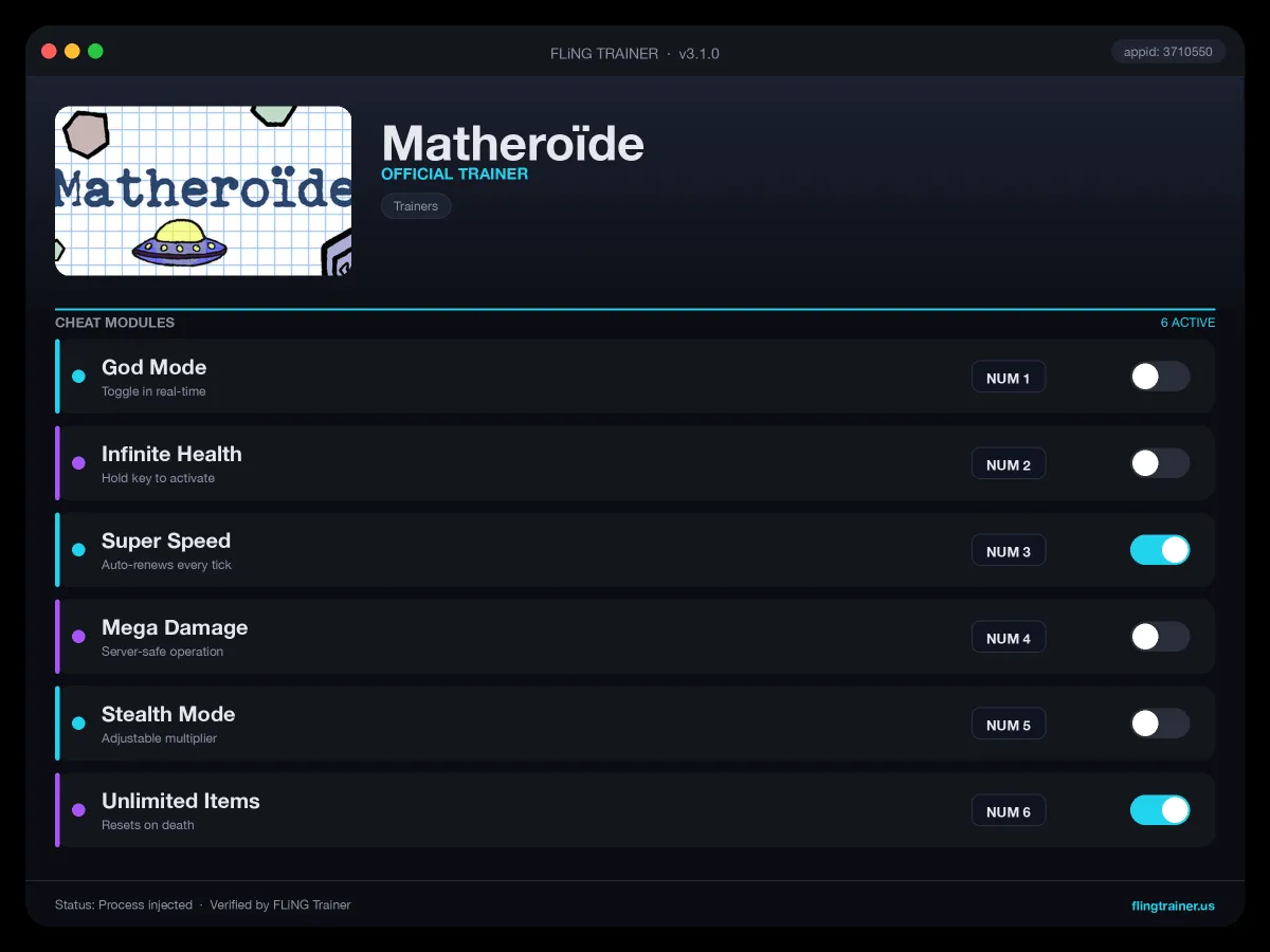 Matheroïde Trainer interface