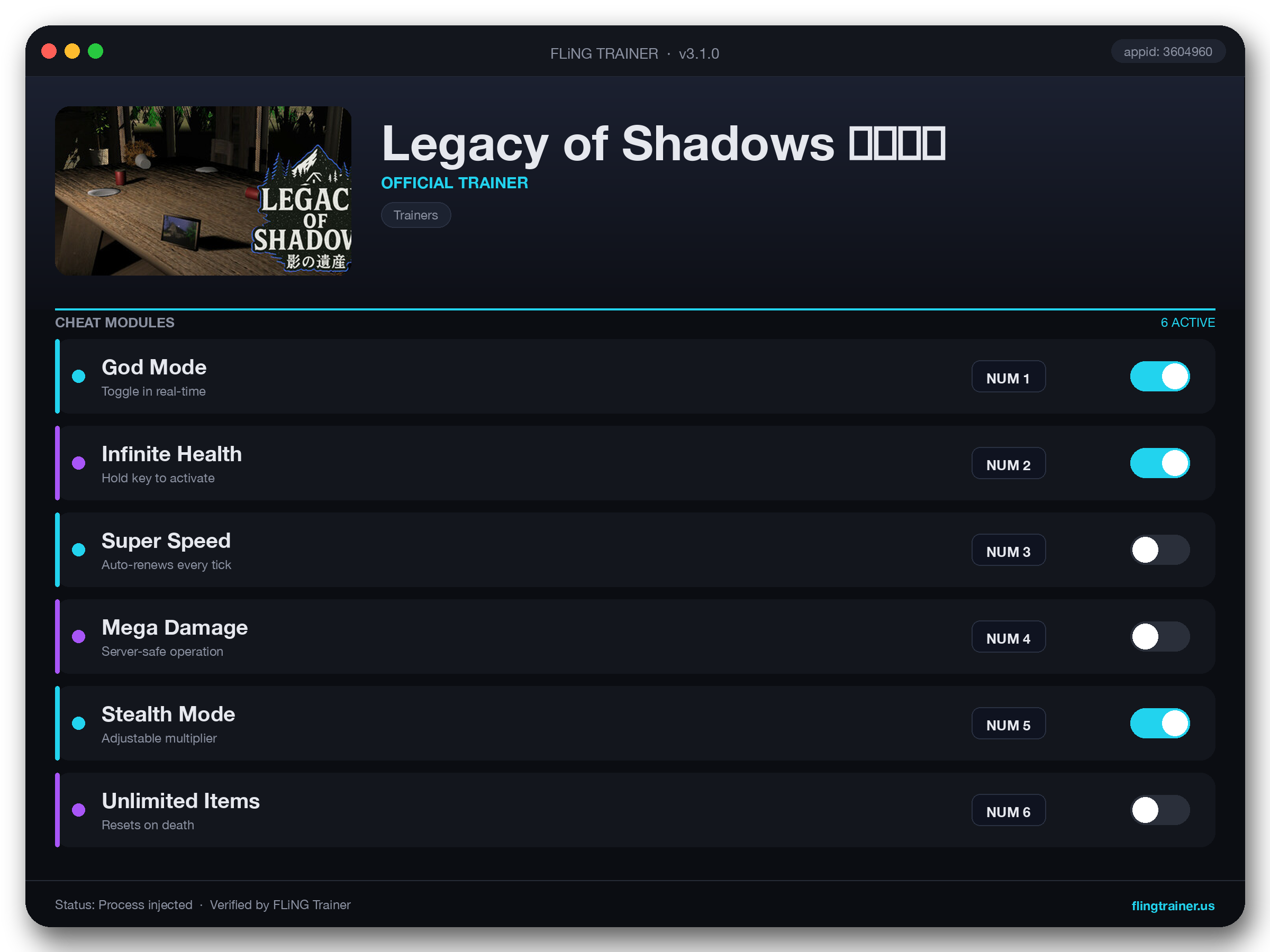 Legacy of Shadows 影の遺産 Trainer interface