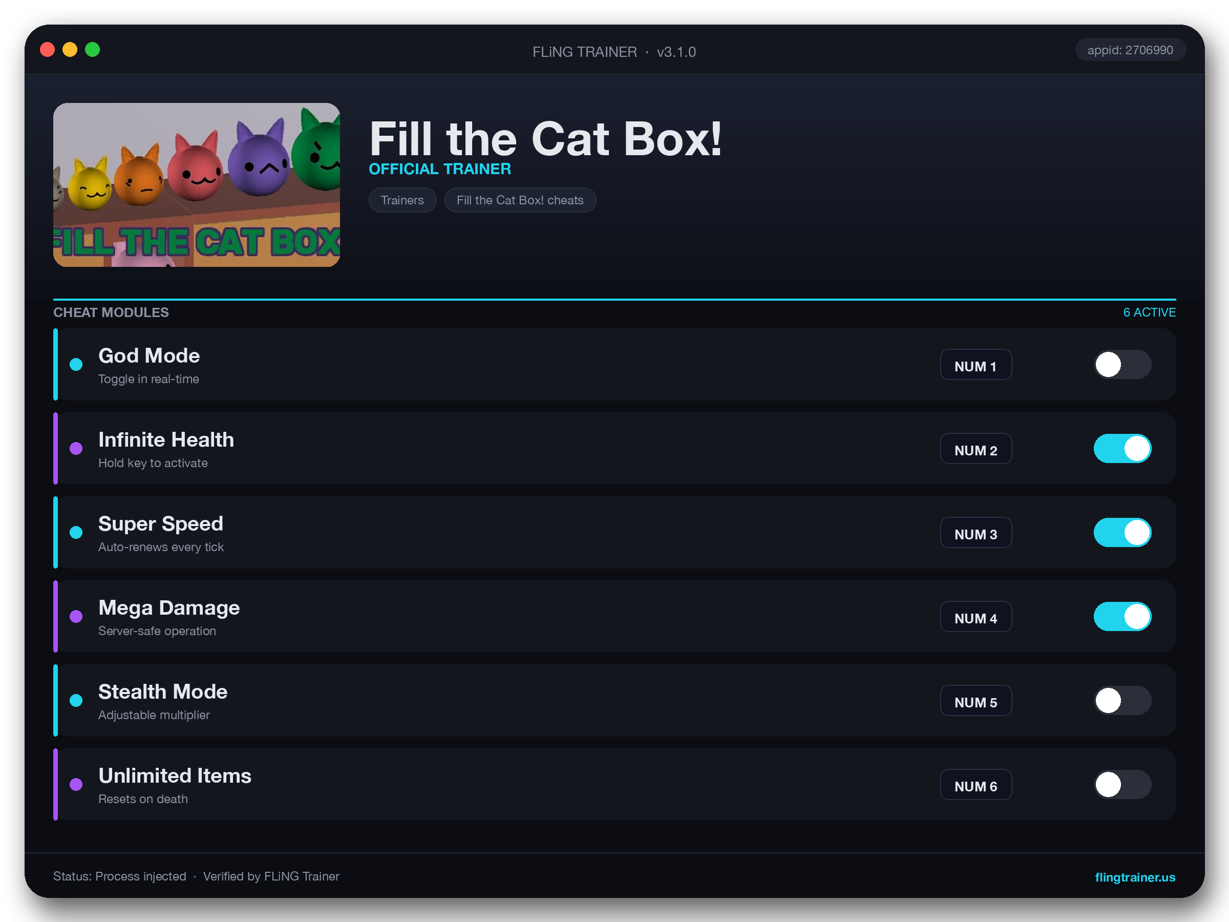 Fill the Cat Box! Trainer interface