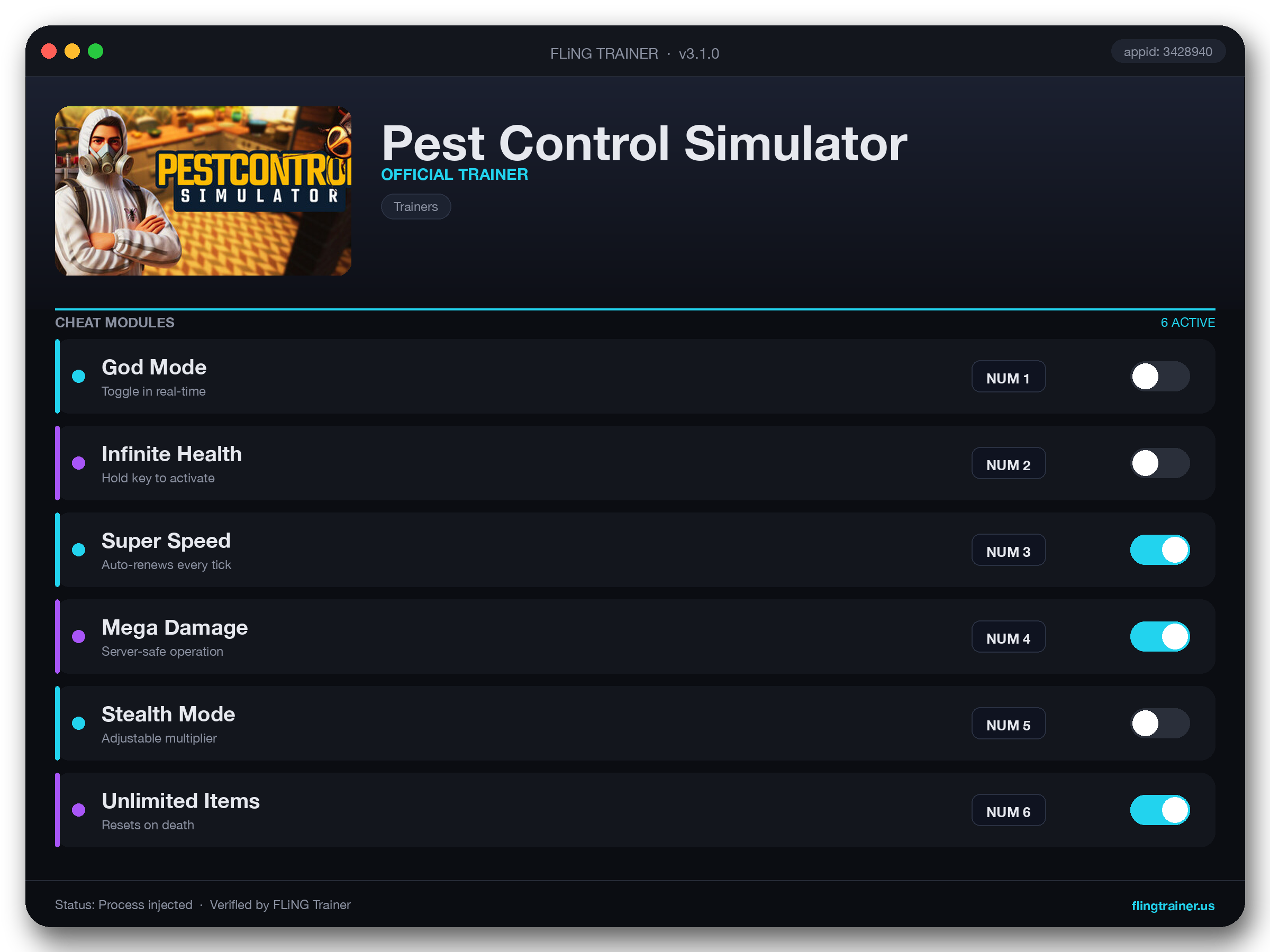 Pest Control Simulator Trainer interface