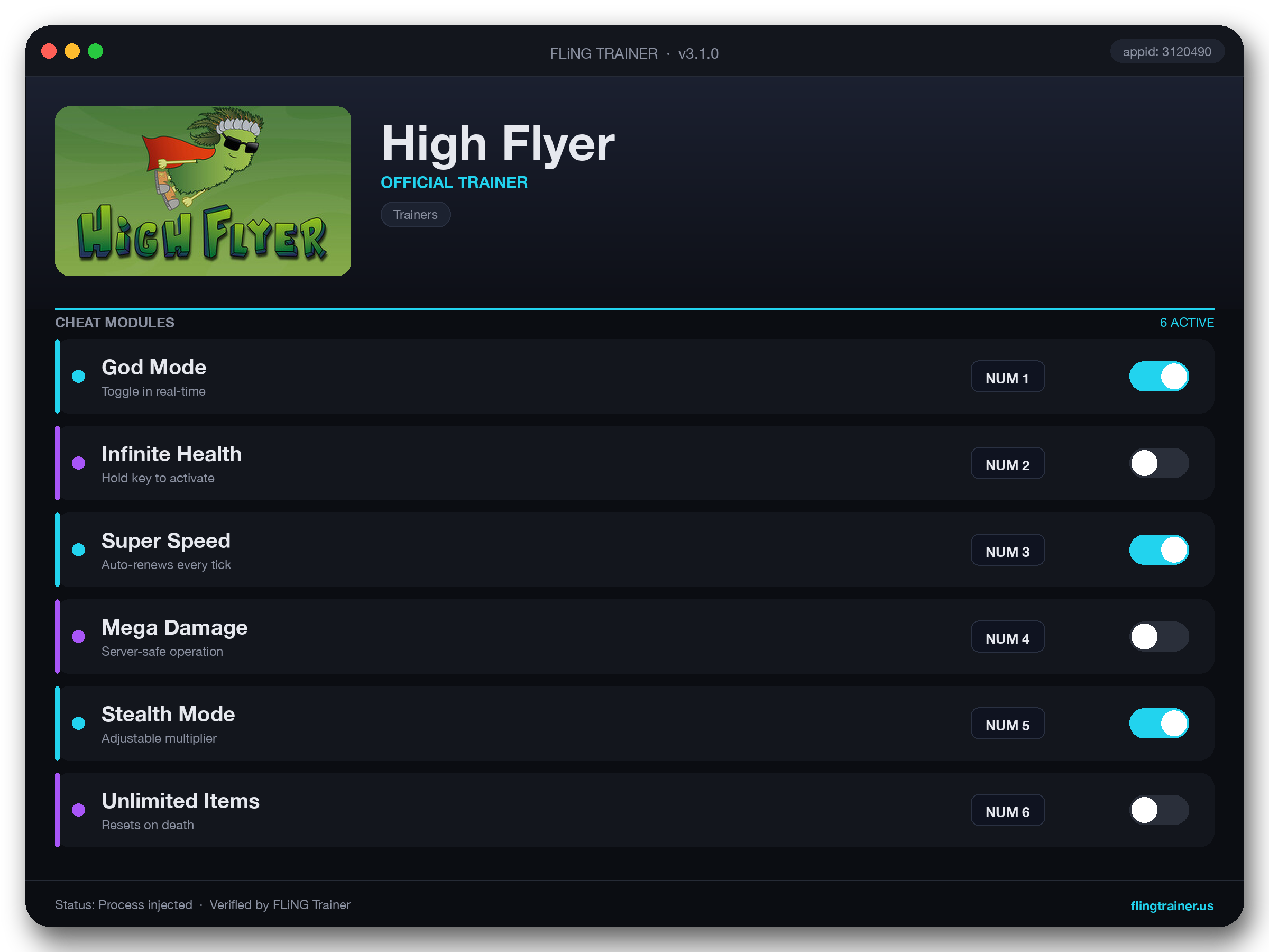 High Flyer Trainer interface