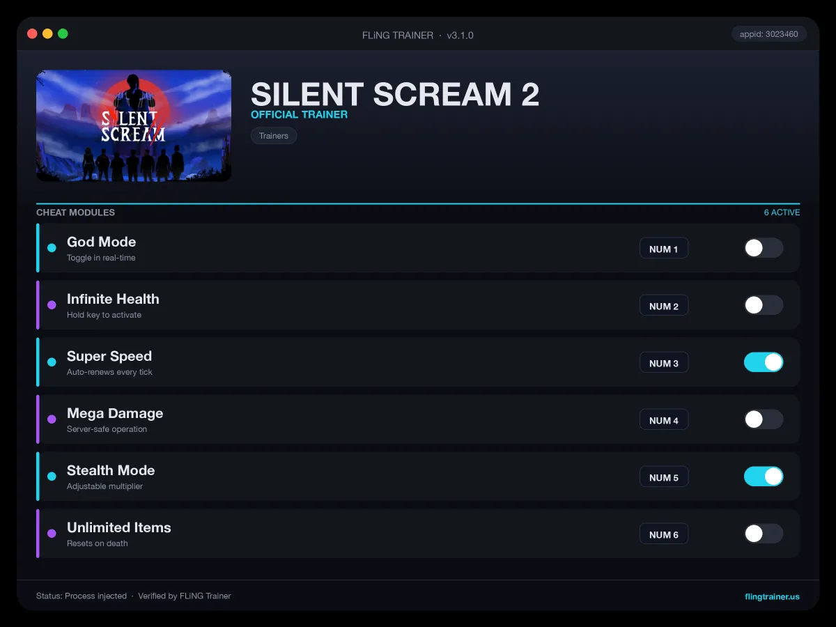 SILENT SCREAM 2 Trainer interface