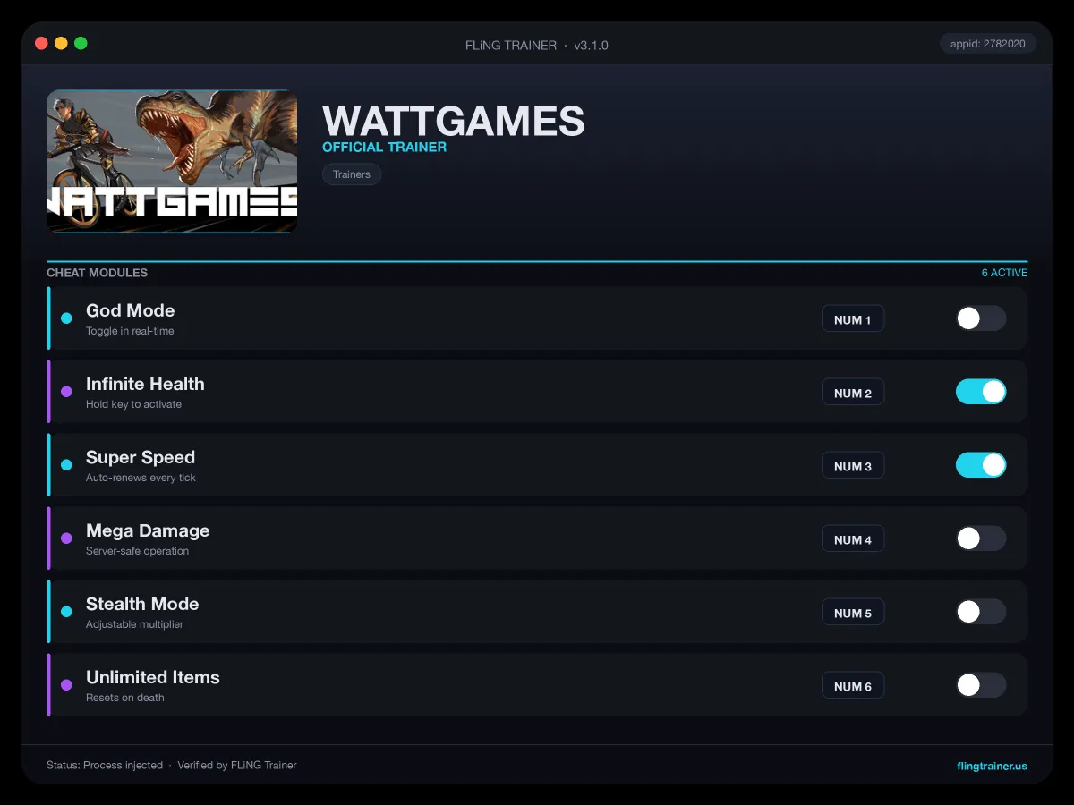 WATTGAMES Trainer interface