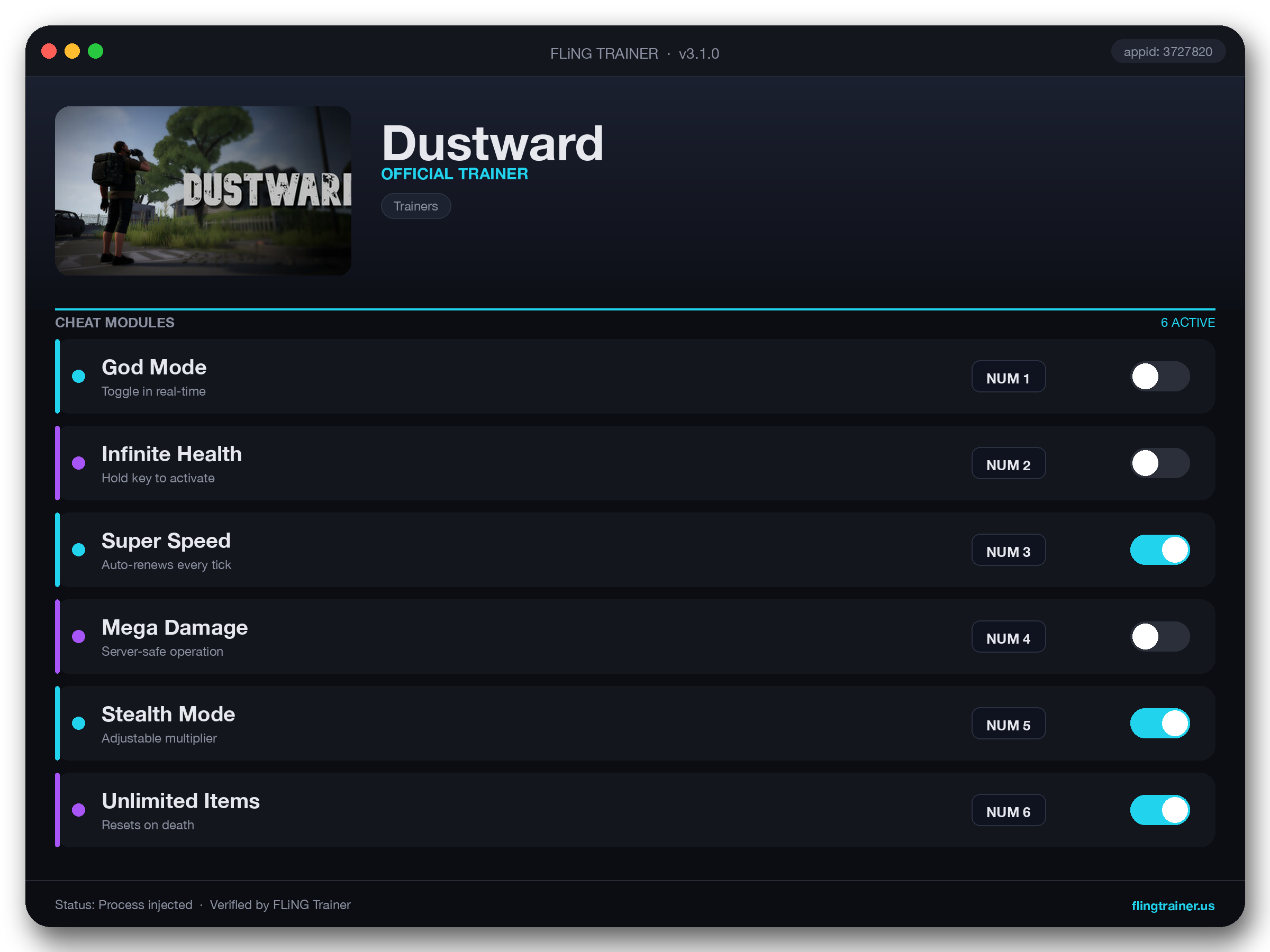 Dustward Trainer interface