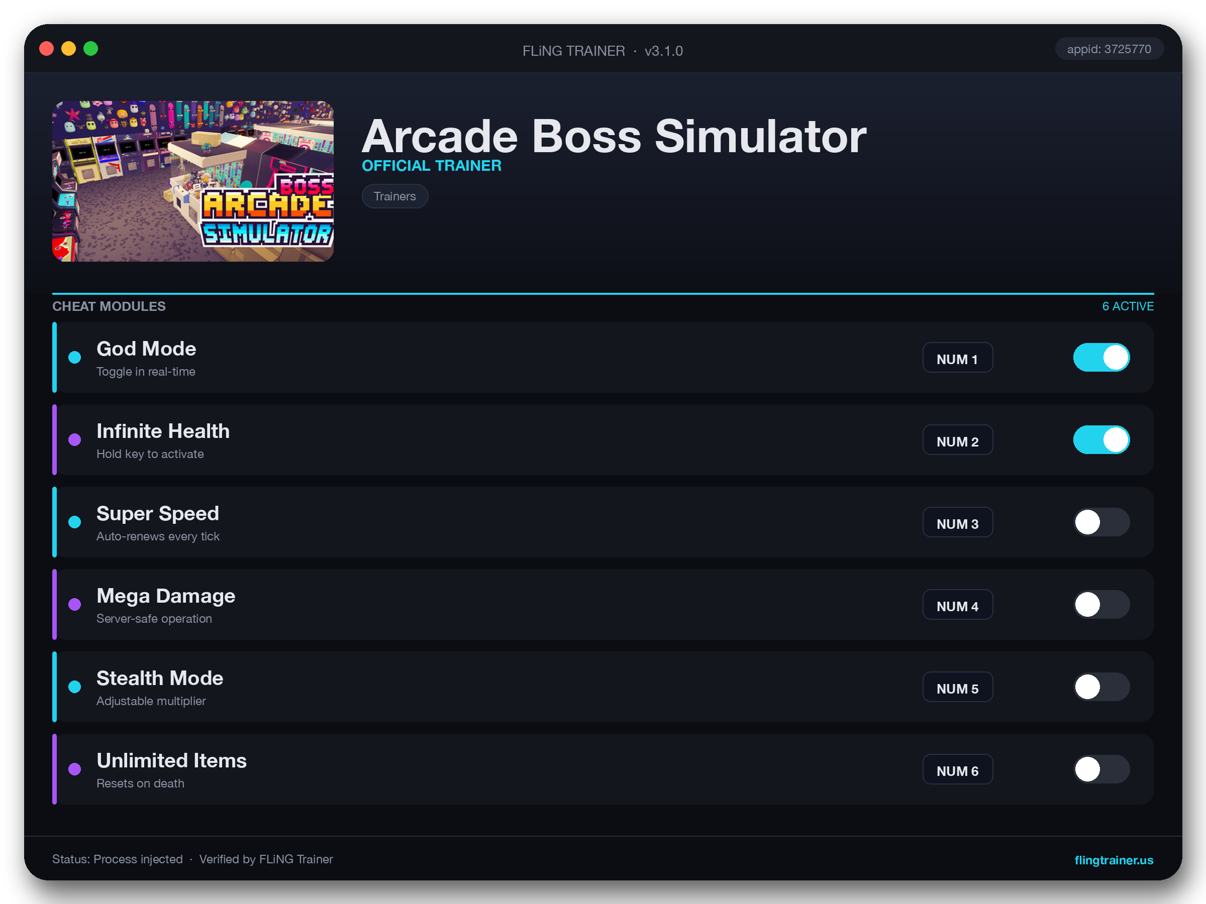 Arcade Boss Simulator Trainer interface