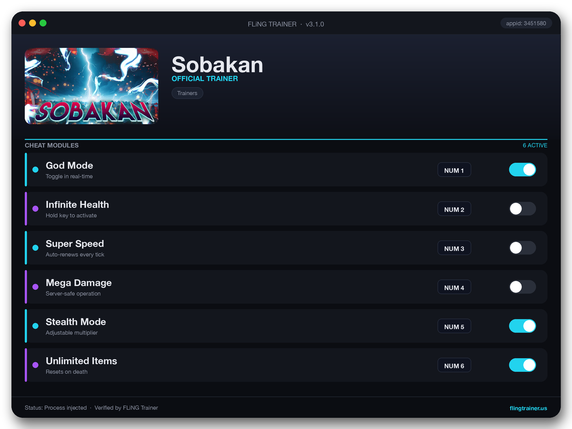 Sobakan Trainer interface