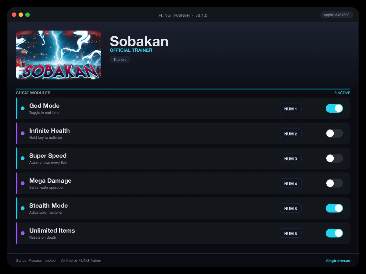 Sobakan Trainer interface