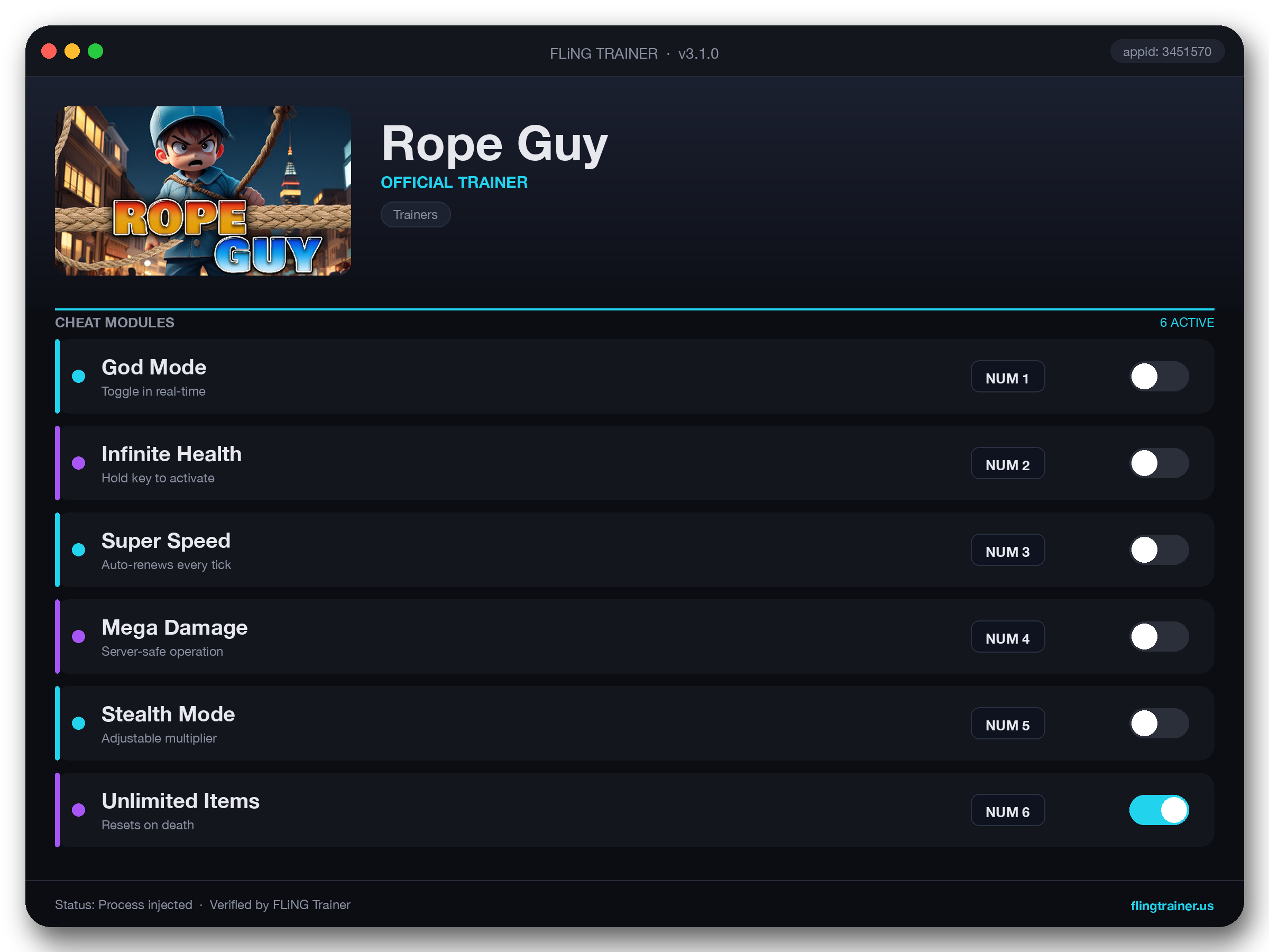 Rope Guy Trainer interface