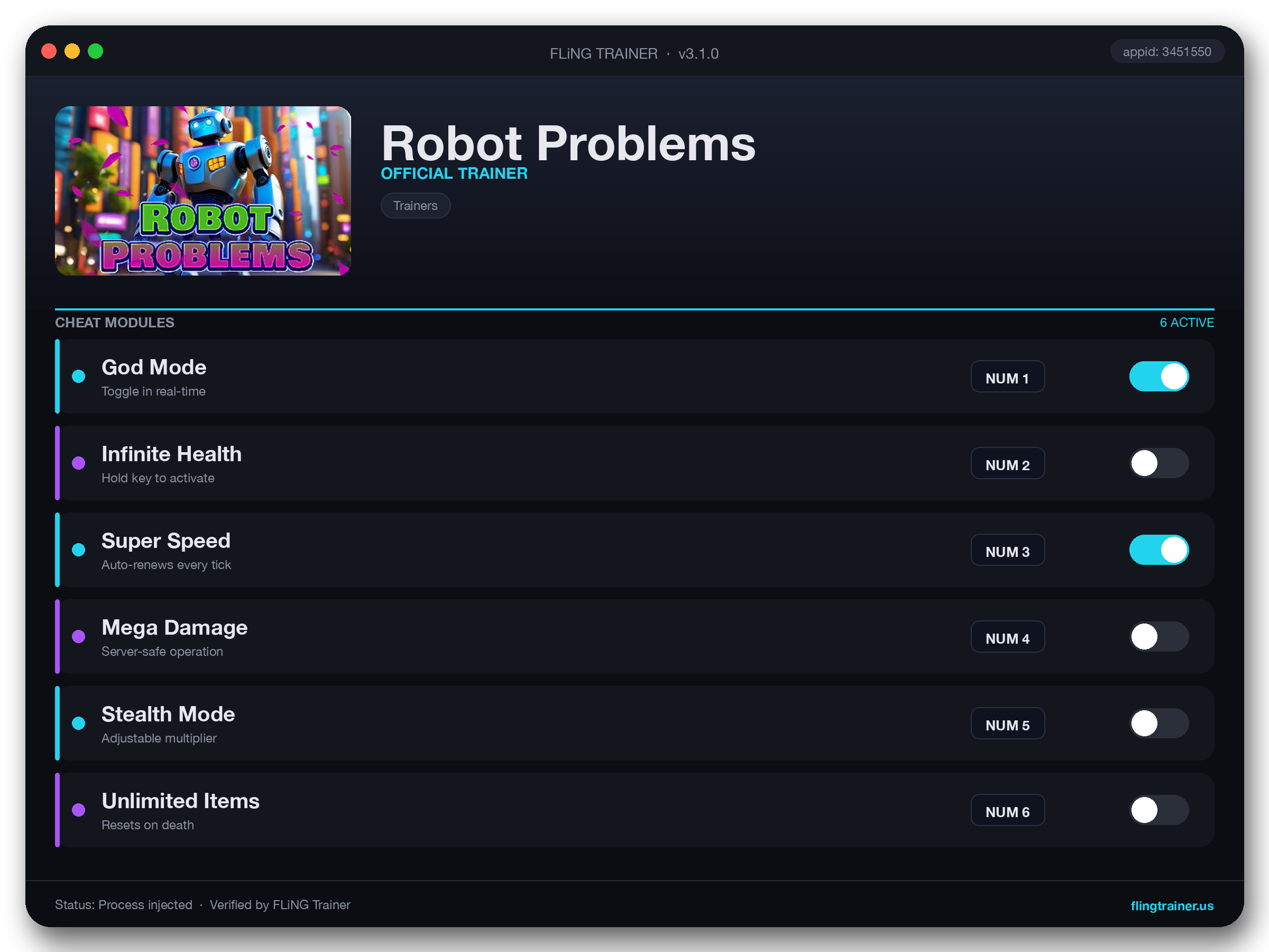 Robot Problems Trainer interface