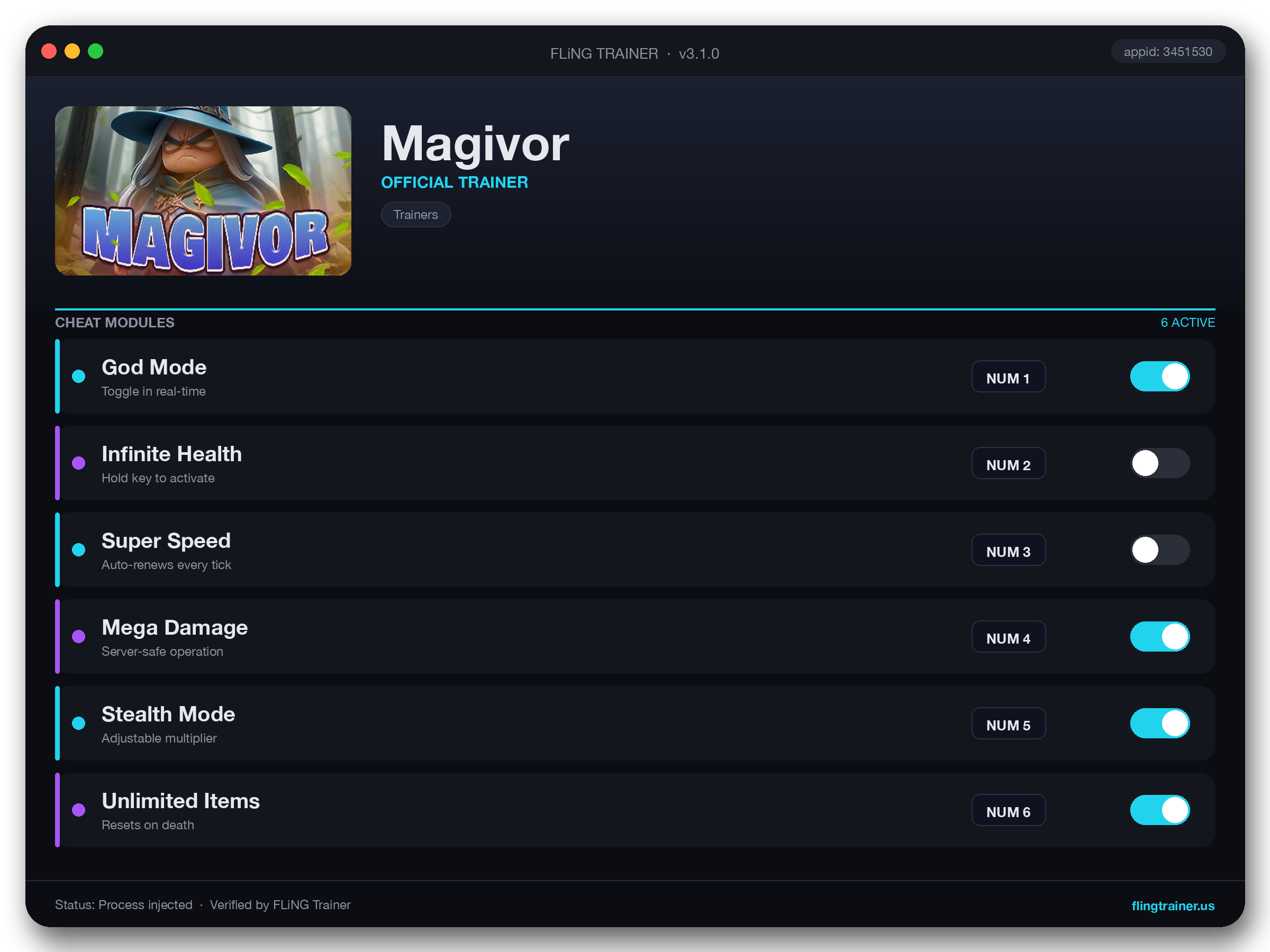 Magivor Trainer interface