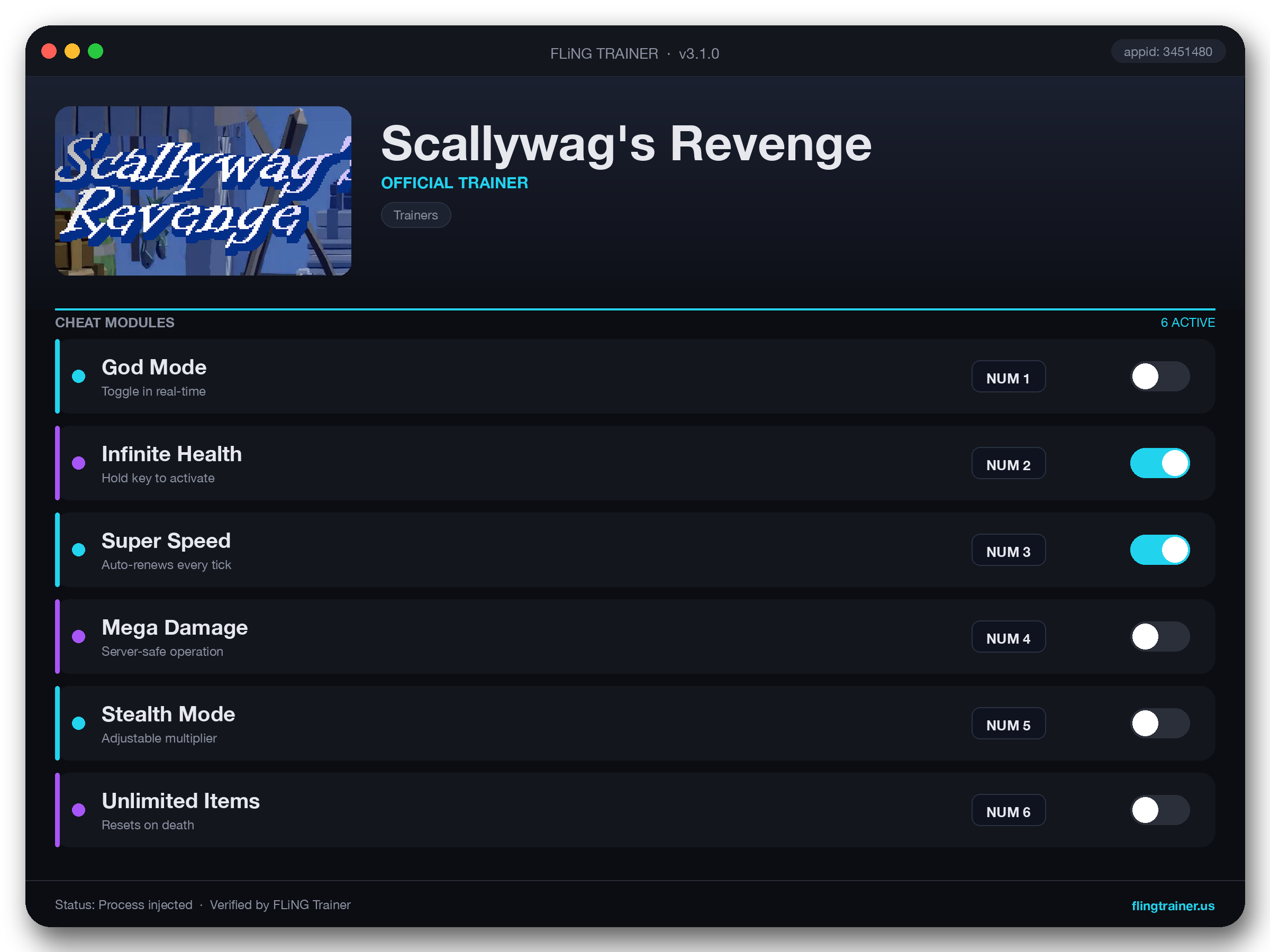 Scallywag's Revenge Trainer interface