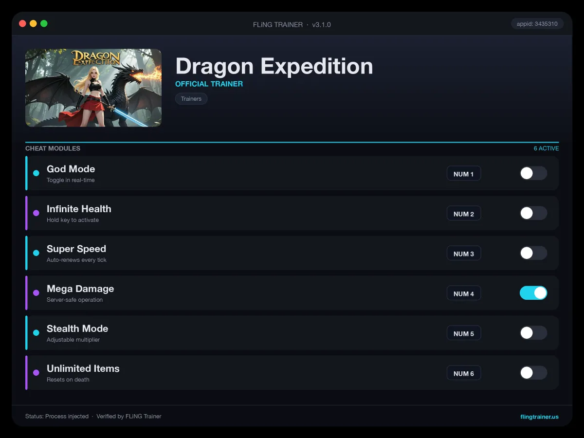 Dragon Expedition Trainer interface