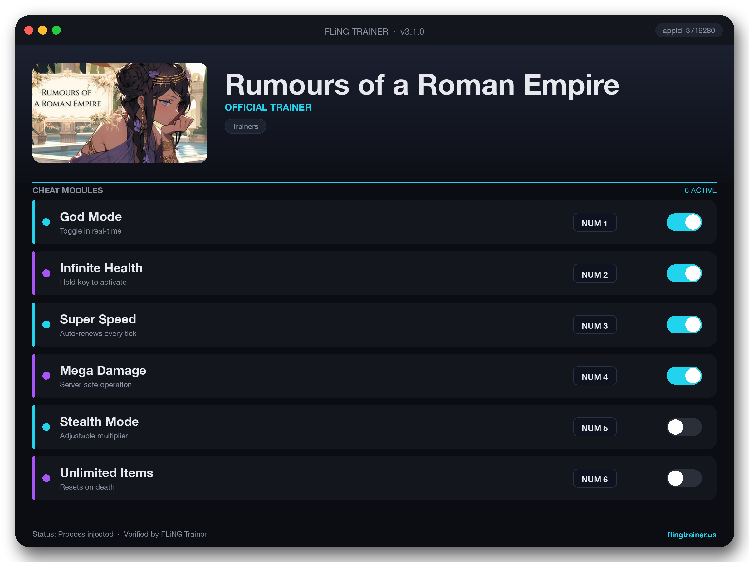 Rumours of a Roman Empire Trainer interface