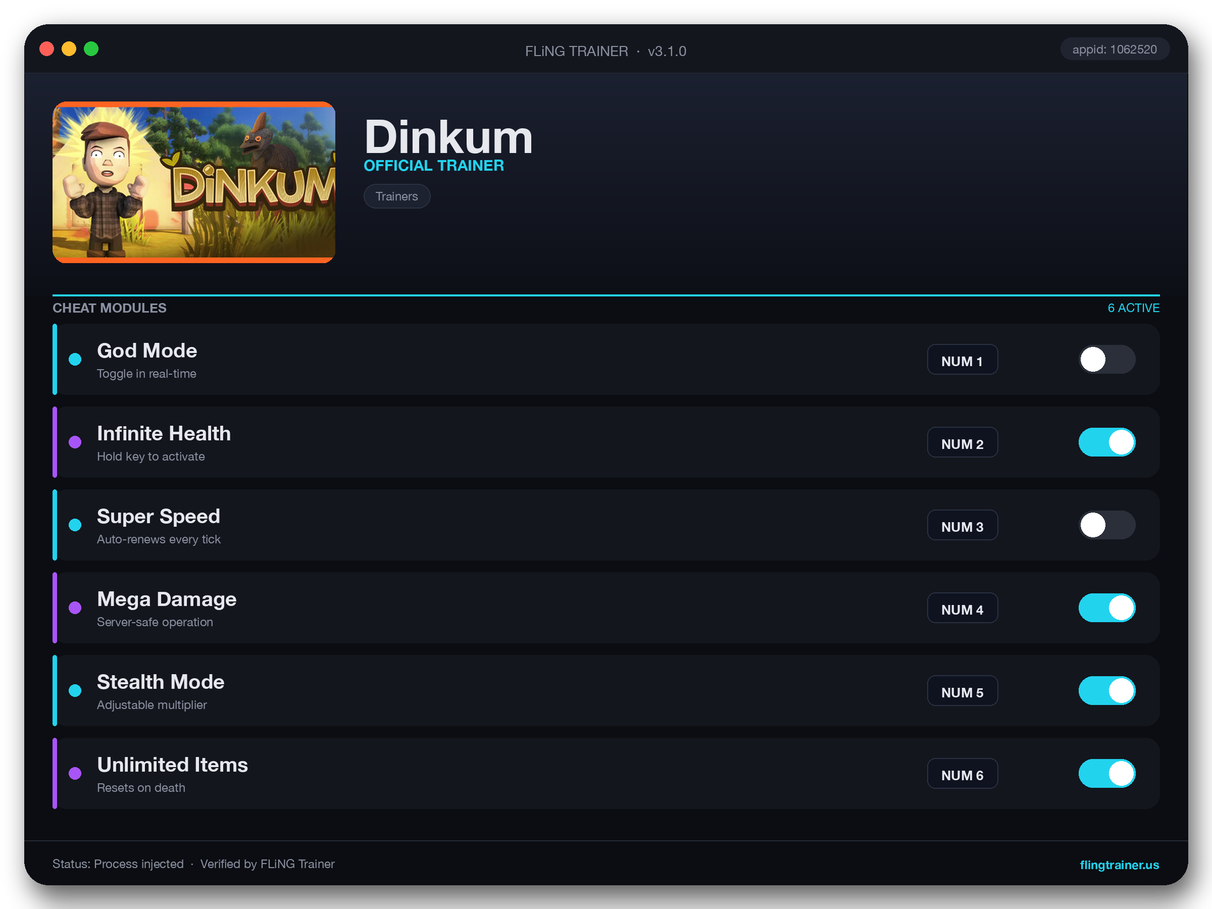 Dinkum Trainer interface