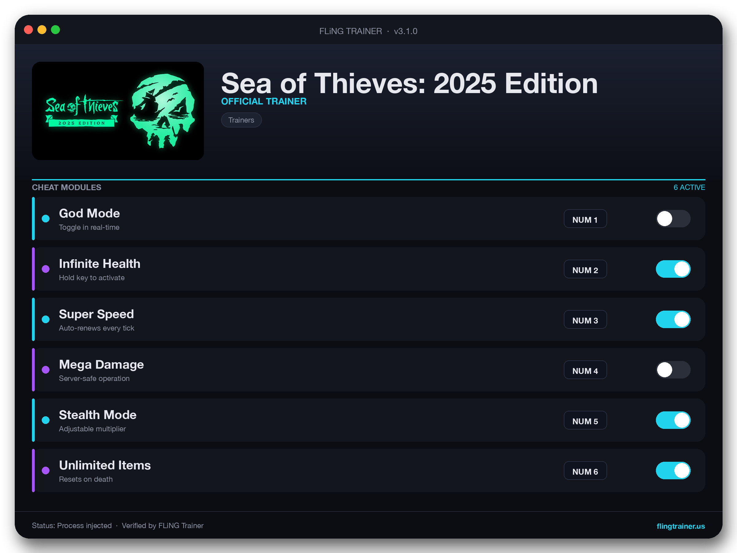 Sea of Thieves: 2025 Edition Trainer interface
