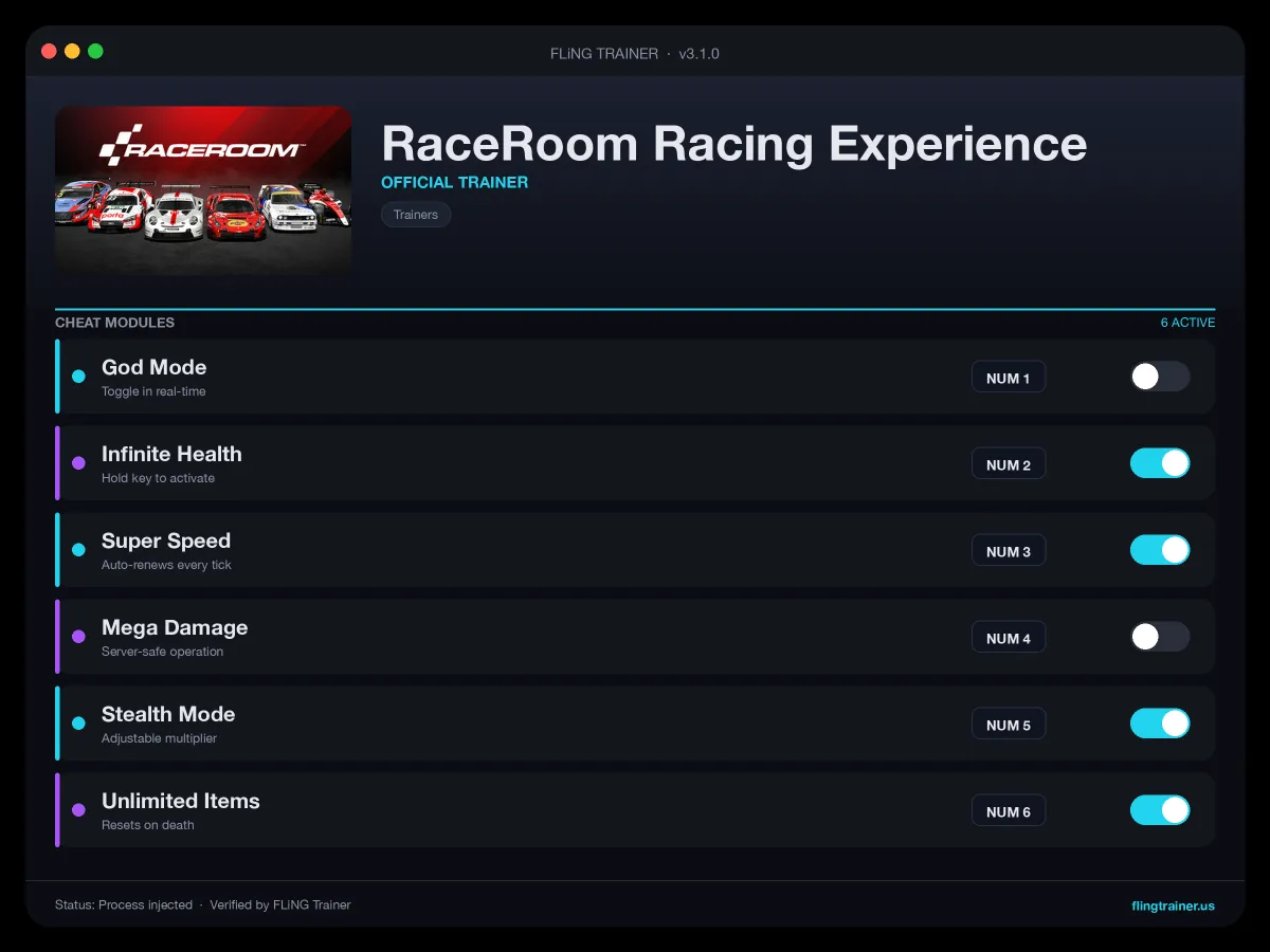 RaceRoom Racing Experience Trainer interface