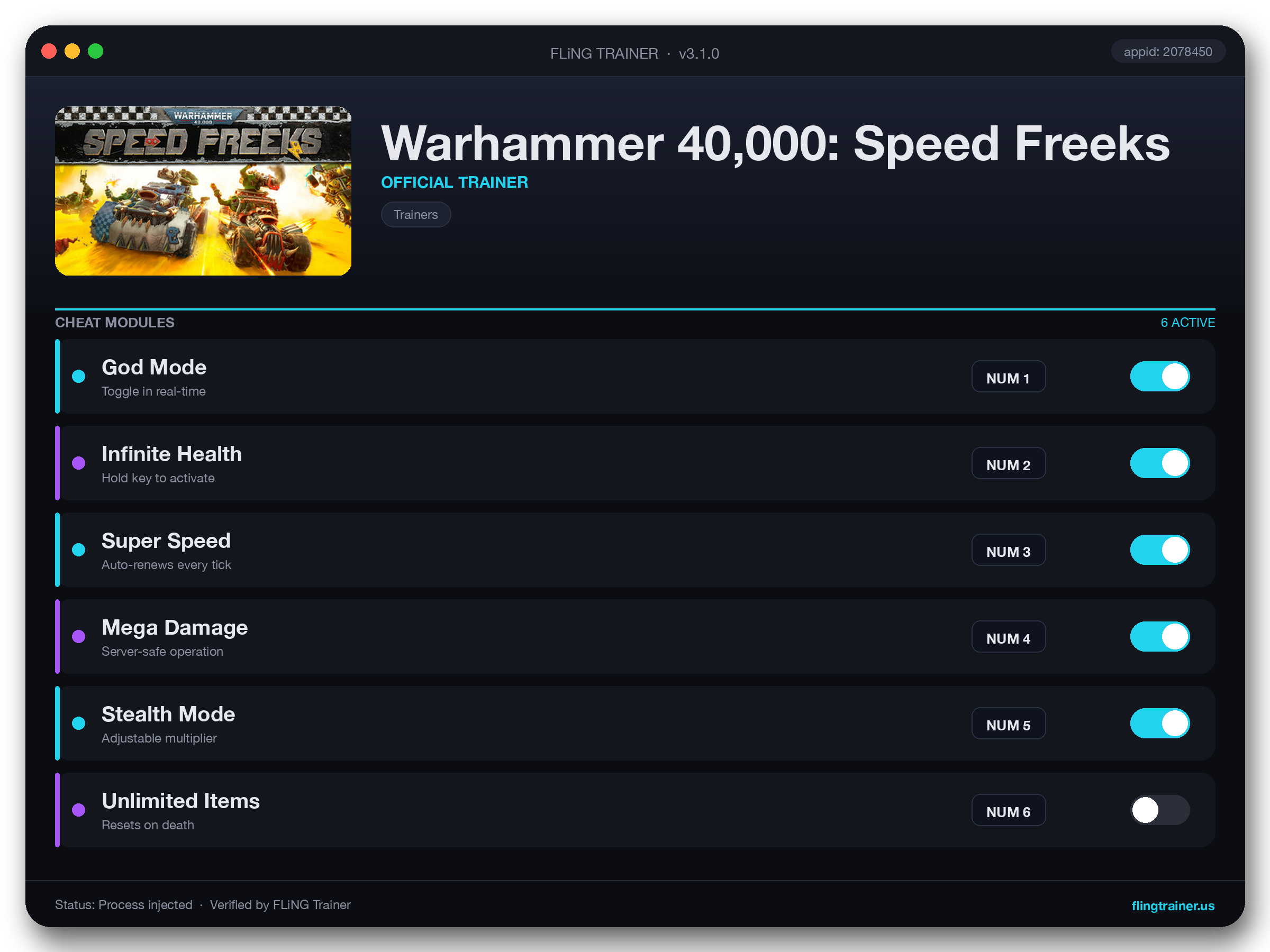 Warhammer 40,000: Speed Freeks Trainer interface