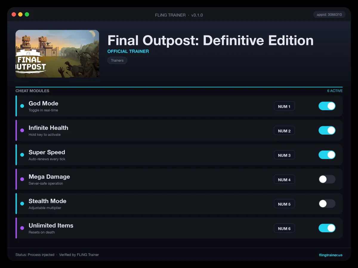 Final Outpost: Definitive Edition Trainer interface