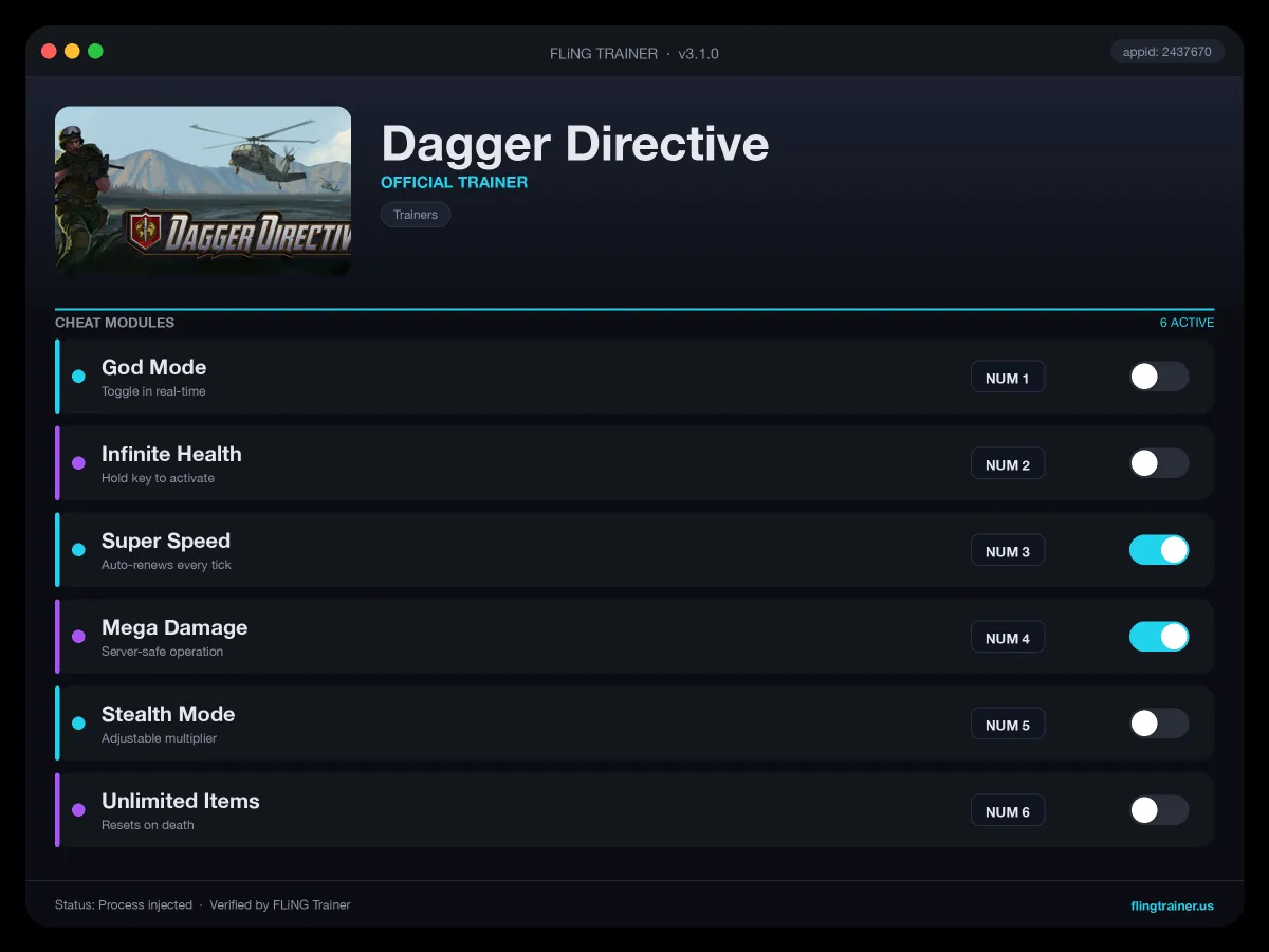 Dagger Directive Trainer interface