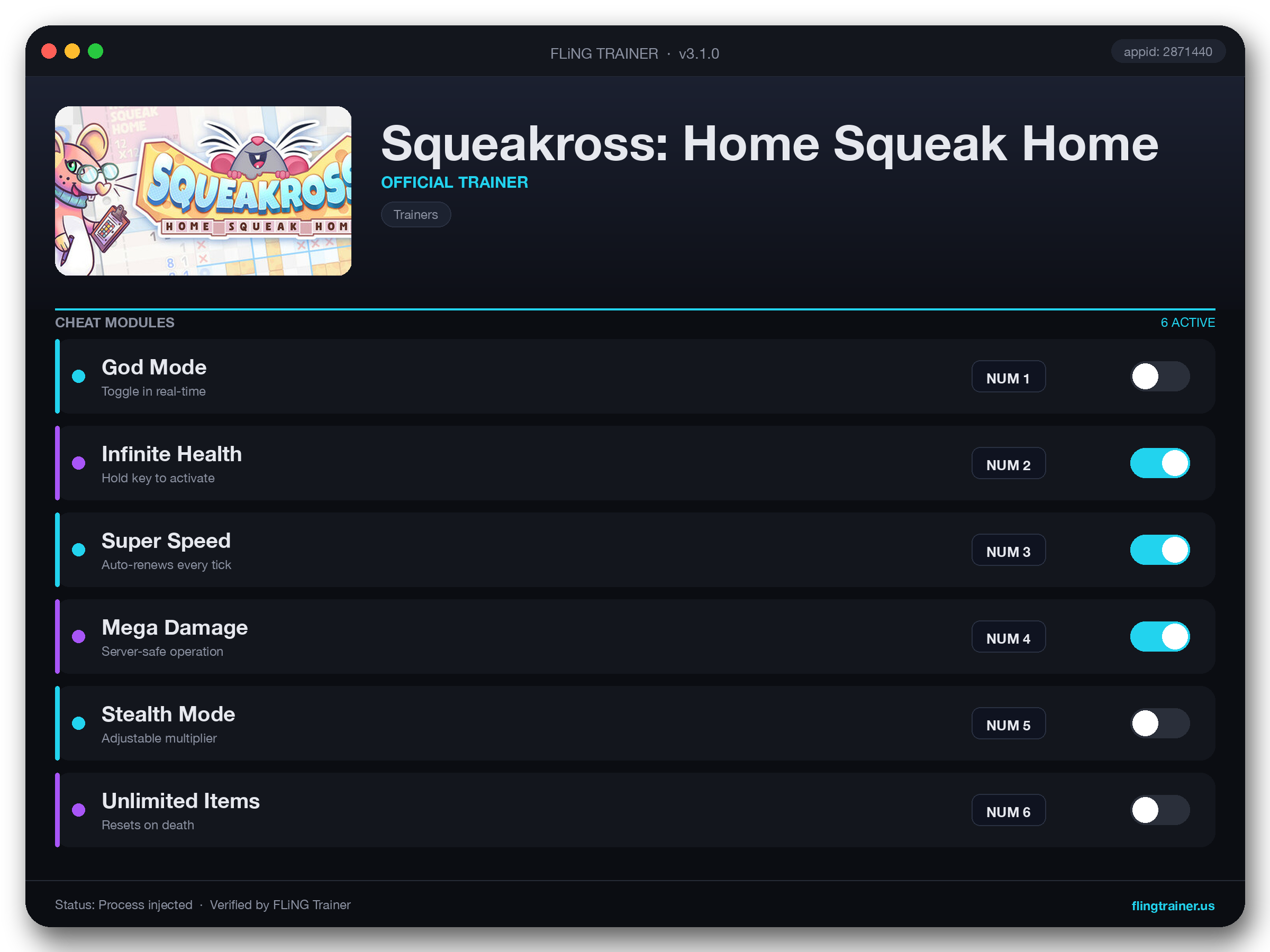 Squeakross: Home Squeak Home Trainer interface
