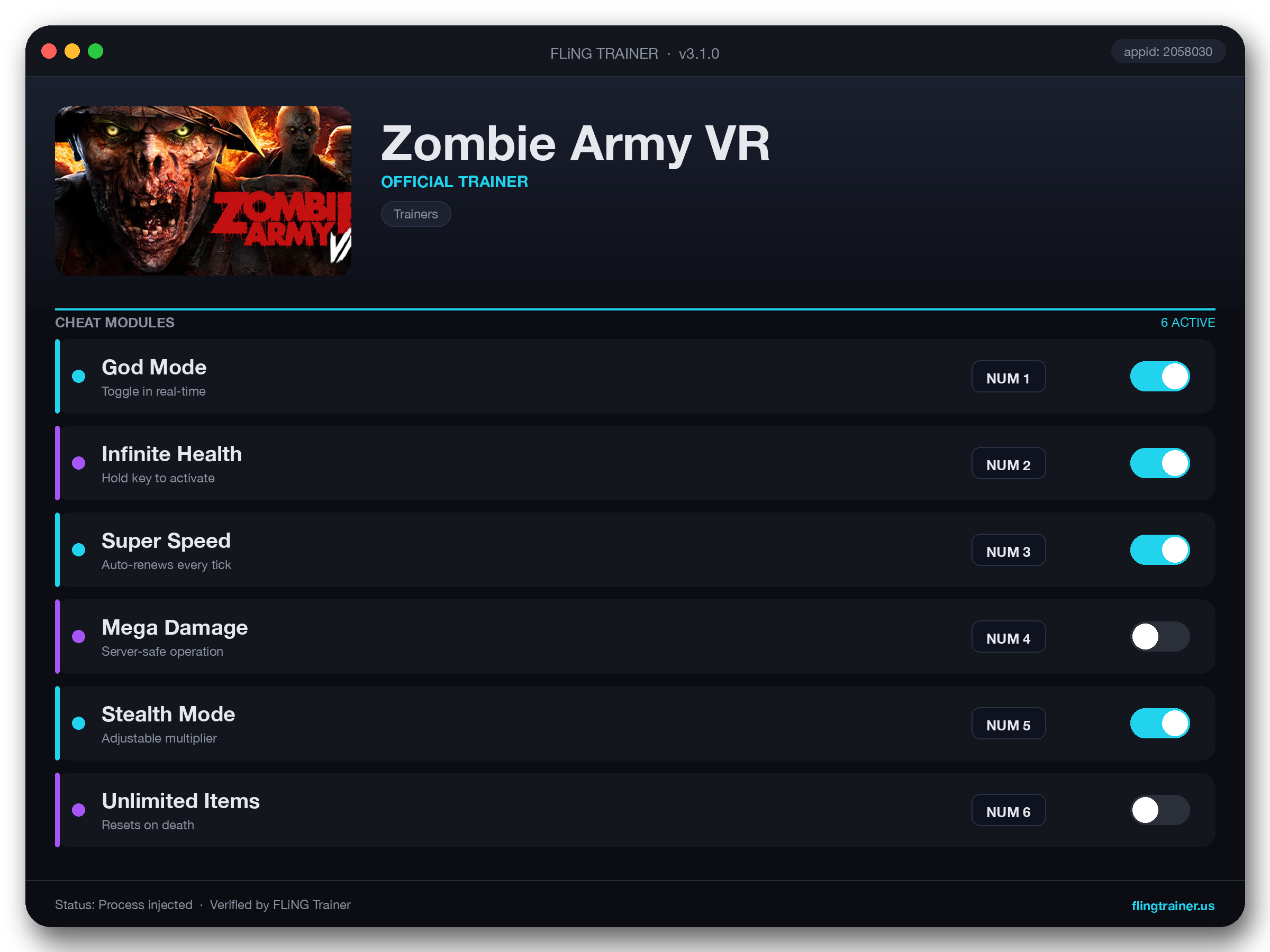 Zombie Army VR Trainer interface