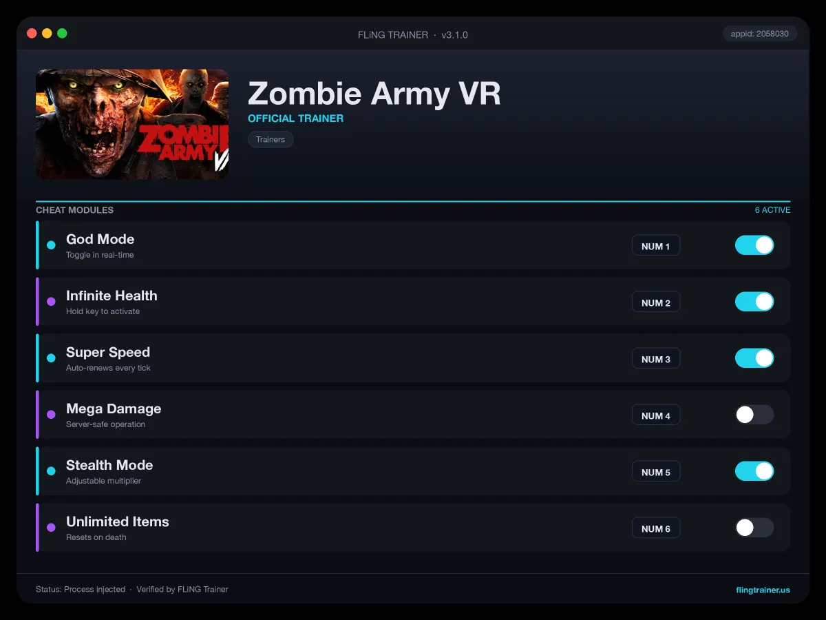 Zombie Army VR Trainer interface