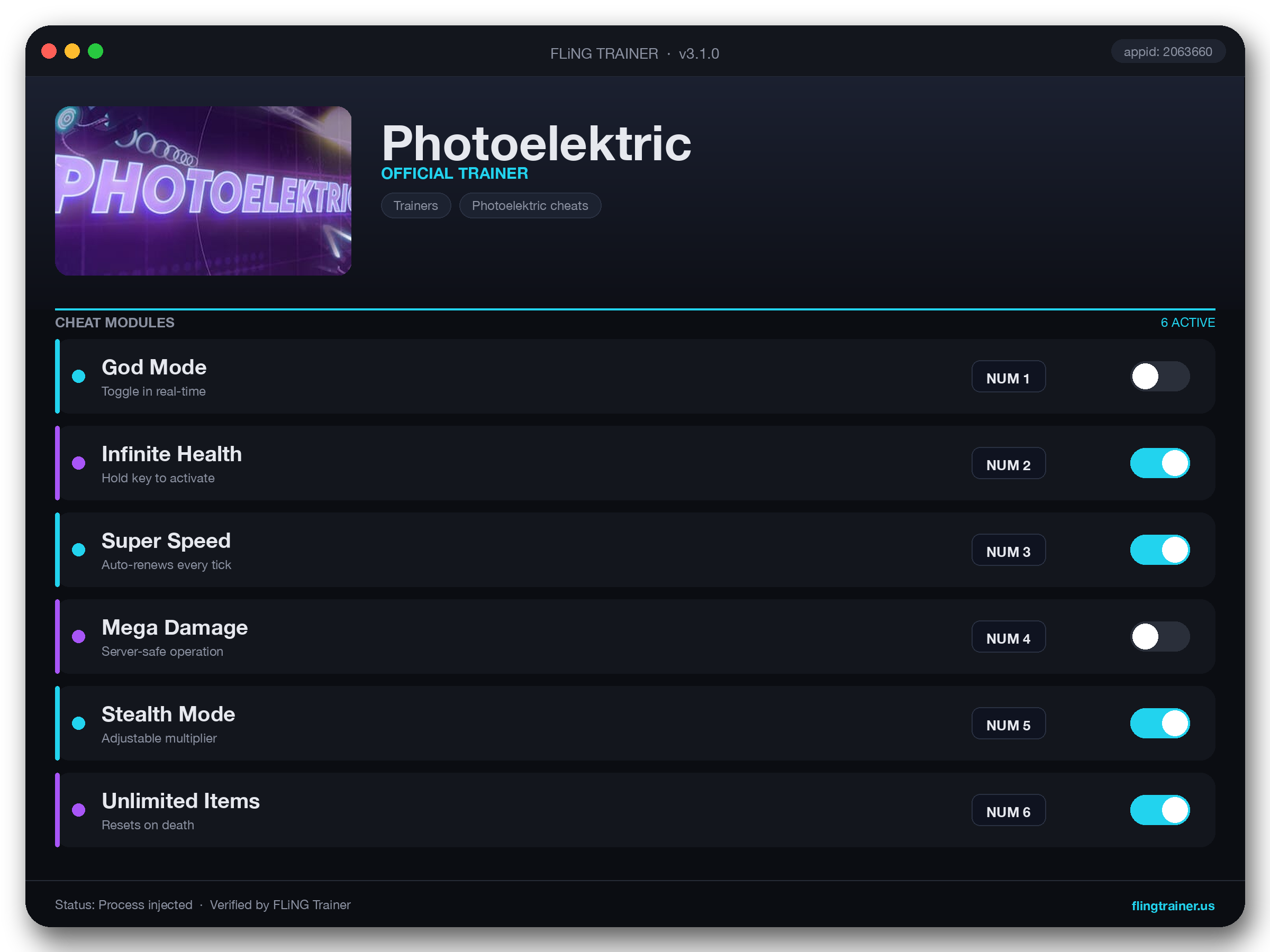 Photoelektric Trainer interface