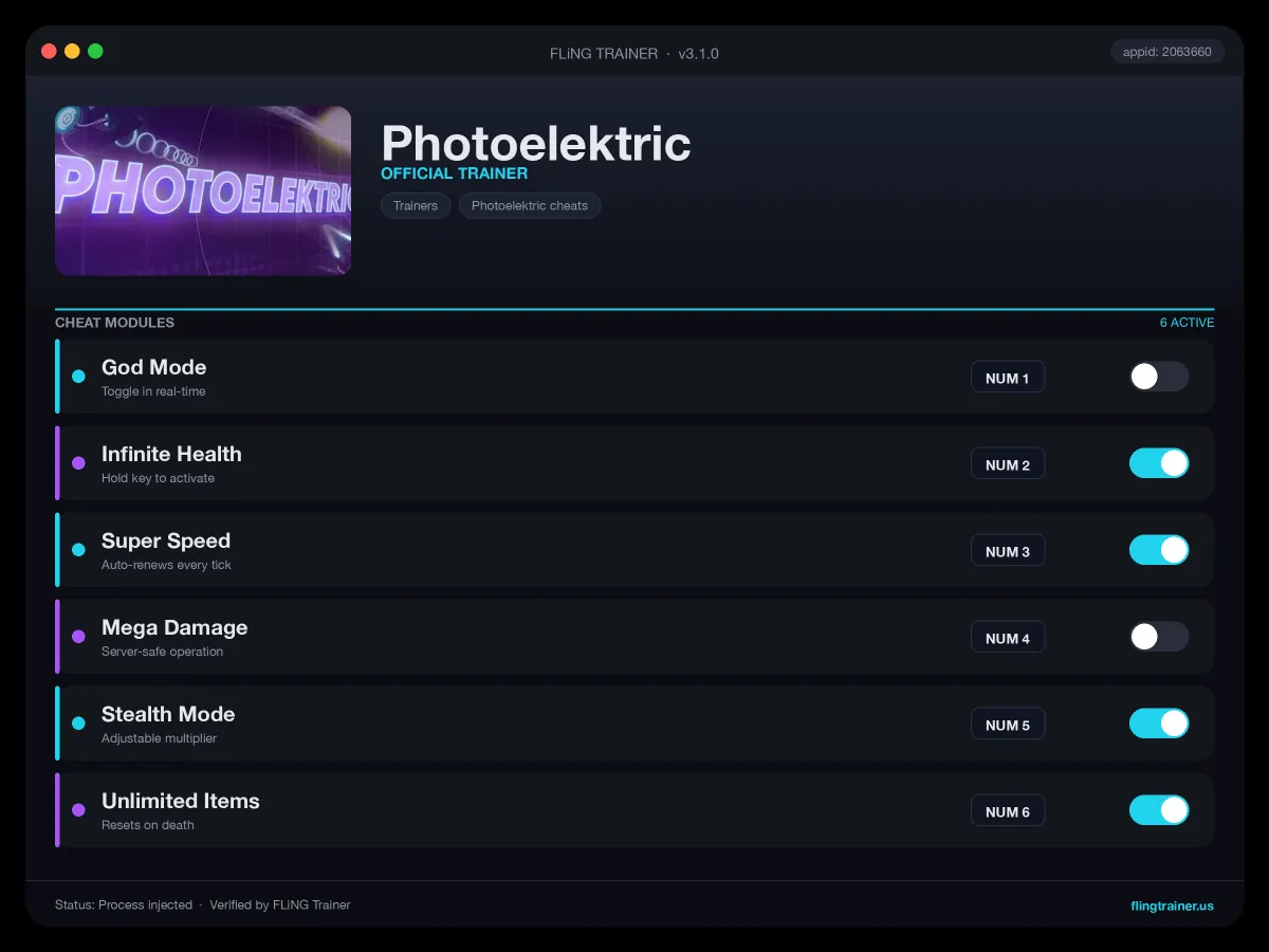 Photoelektric Trainer interface
