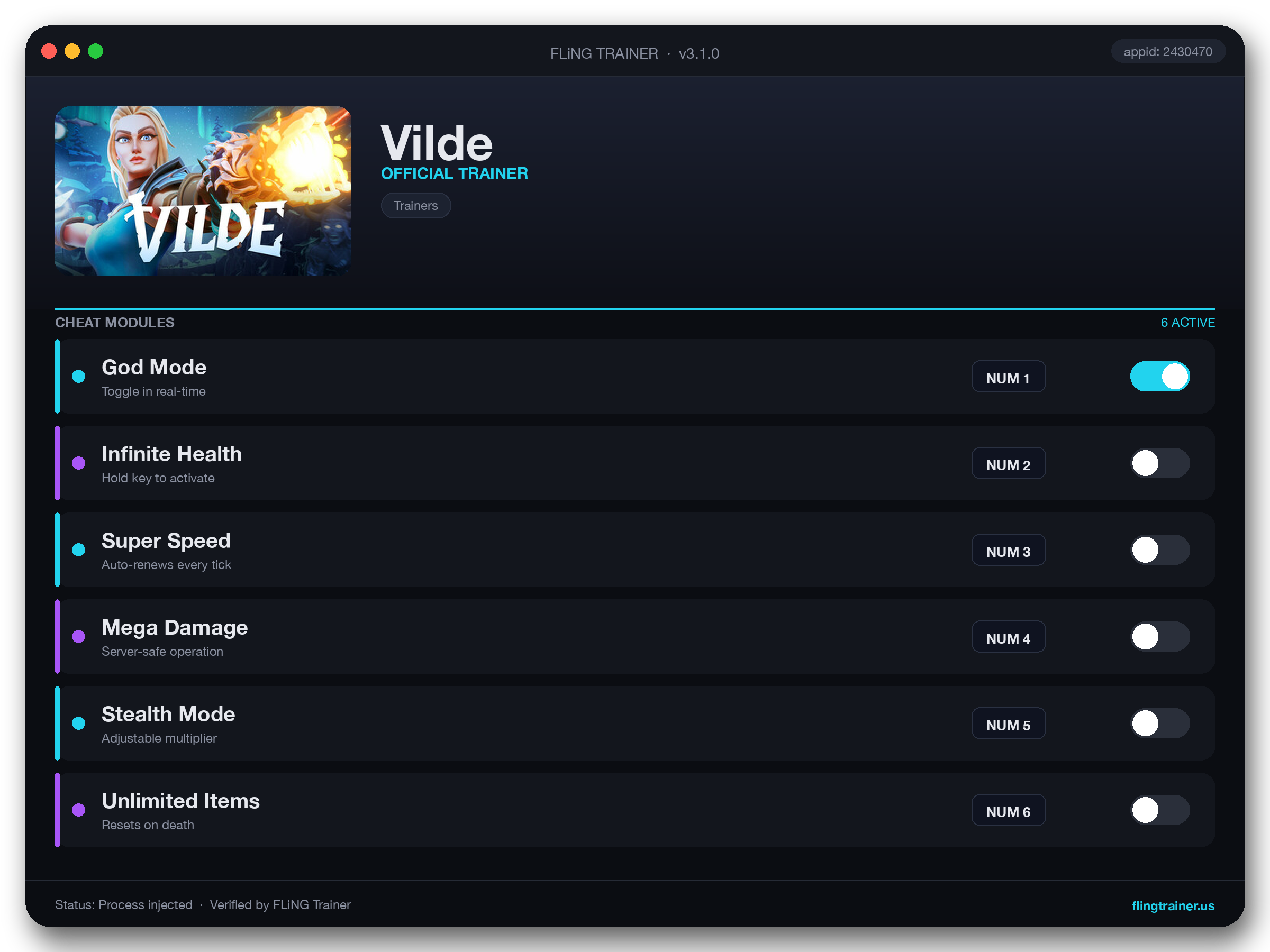 Vilde Trainer interface