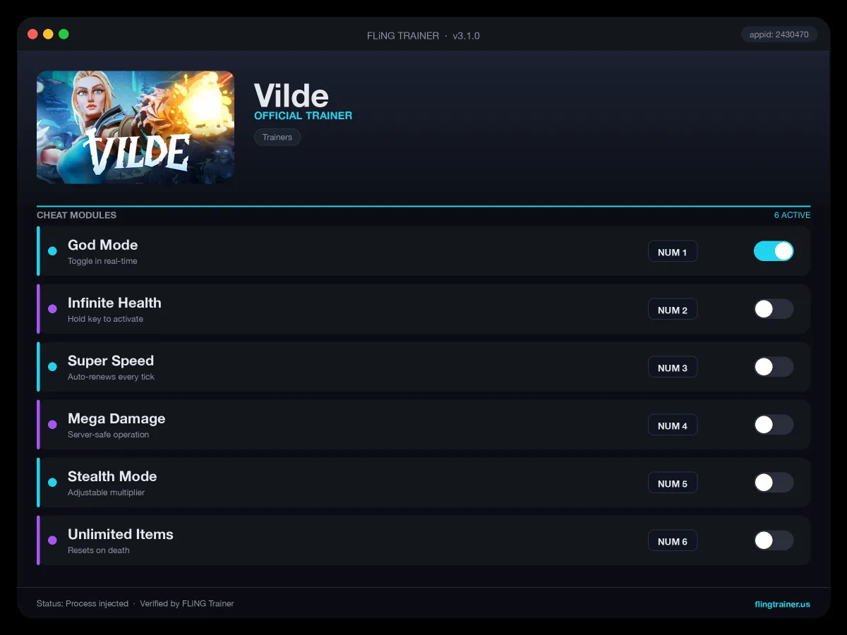Vilde Trainer interface