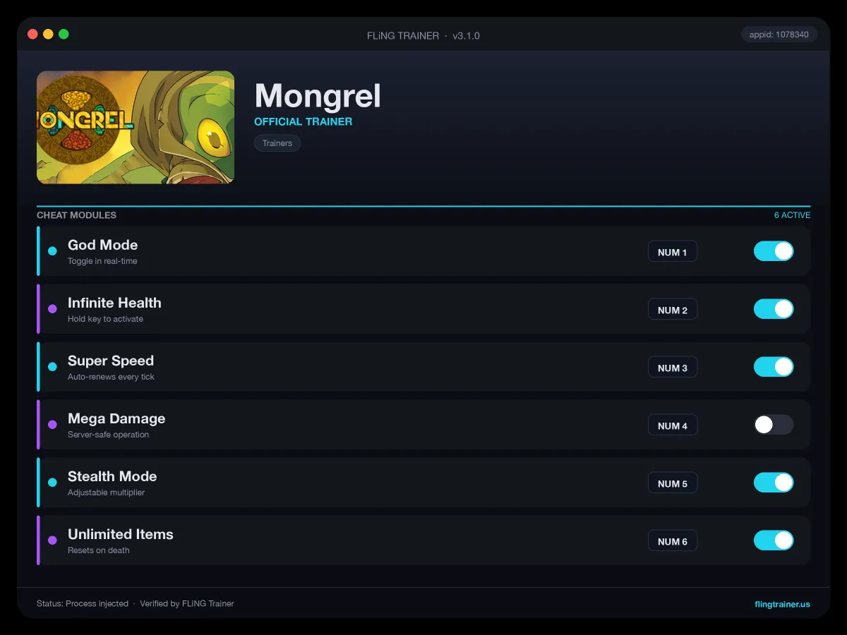 Mongrel Trainer interface