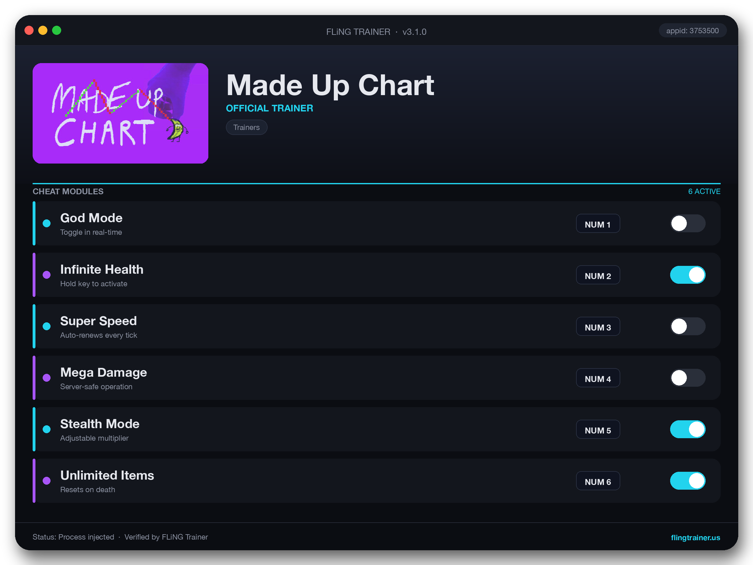 Made Up Chart Trainer interface
