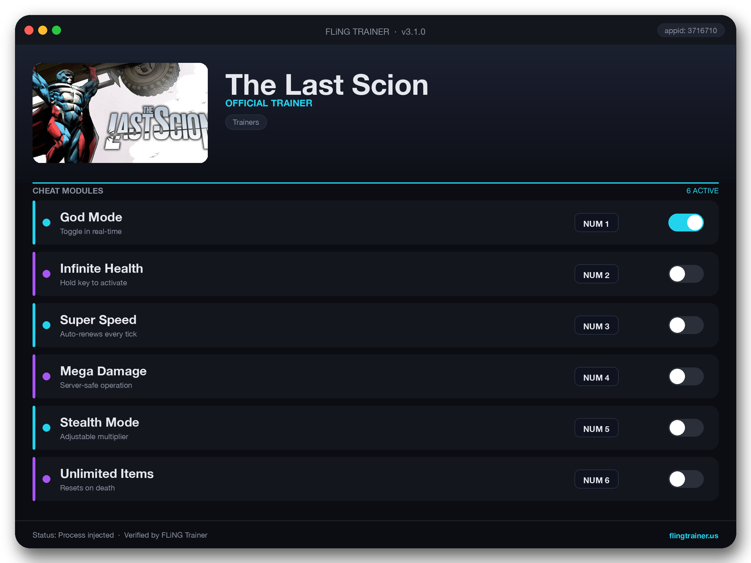 The Last Scion Trainer interface