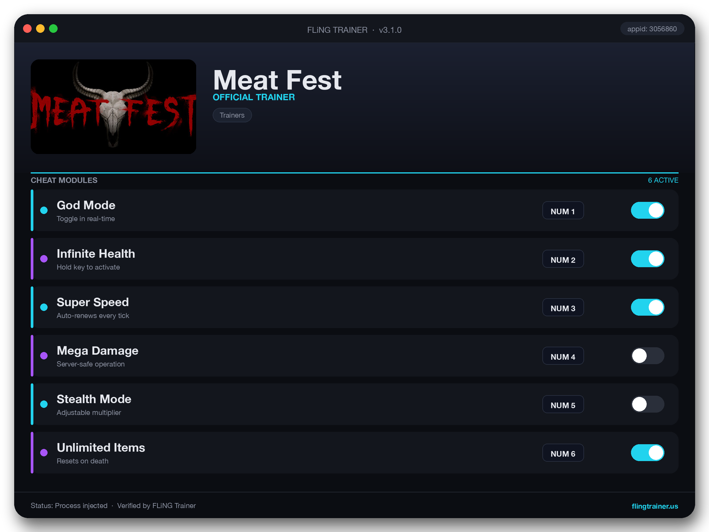 Meat Fest Trainer interface