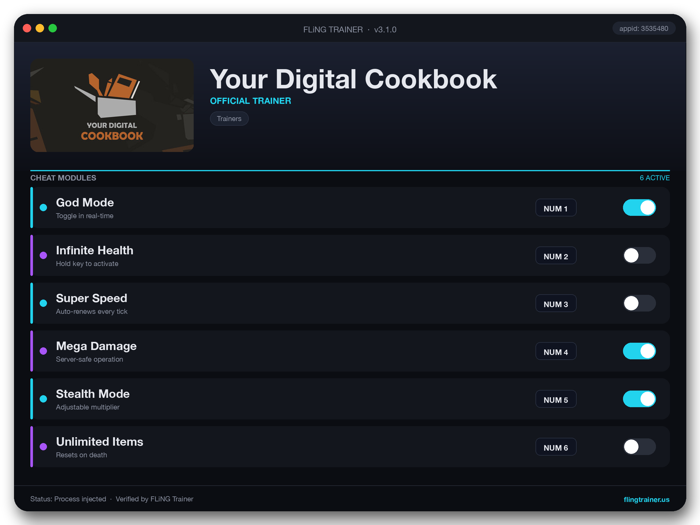 Your Digital Cookbook Trainer interface