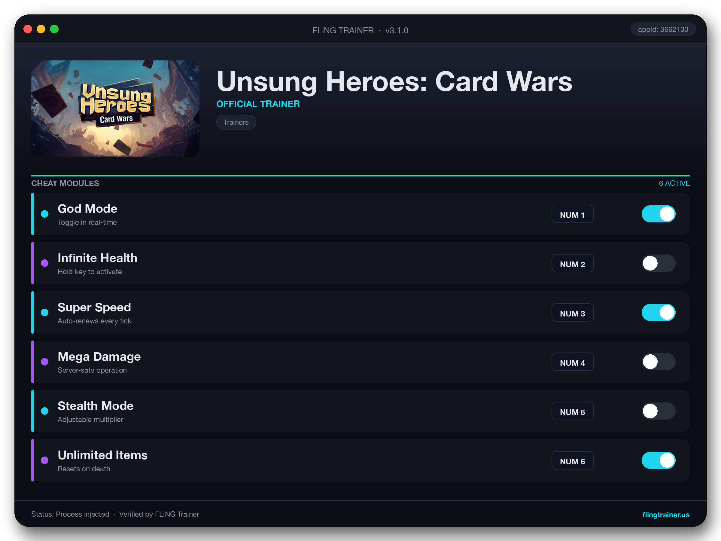 Unsung Heroes: Card Wars Trainer interface