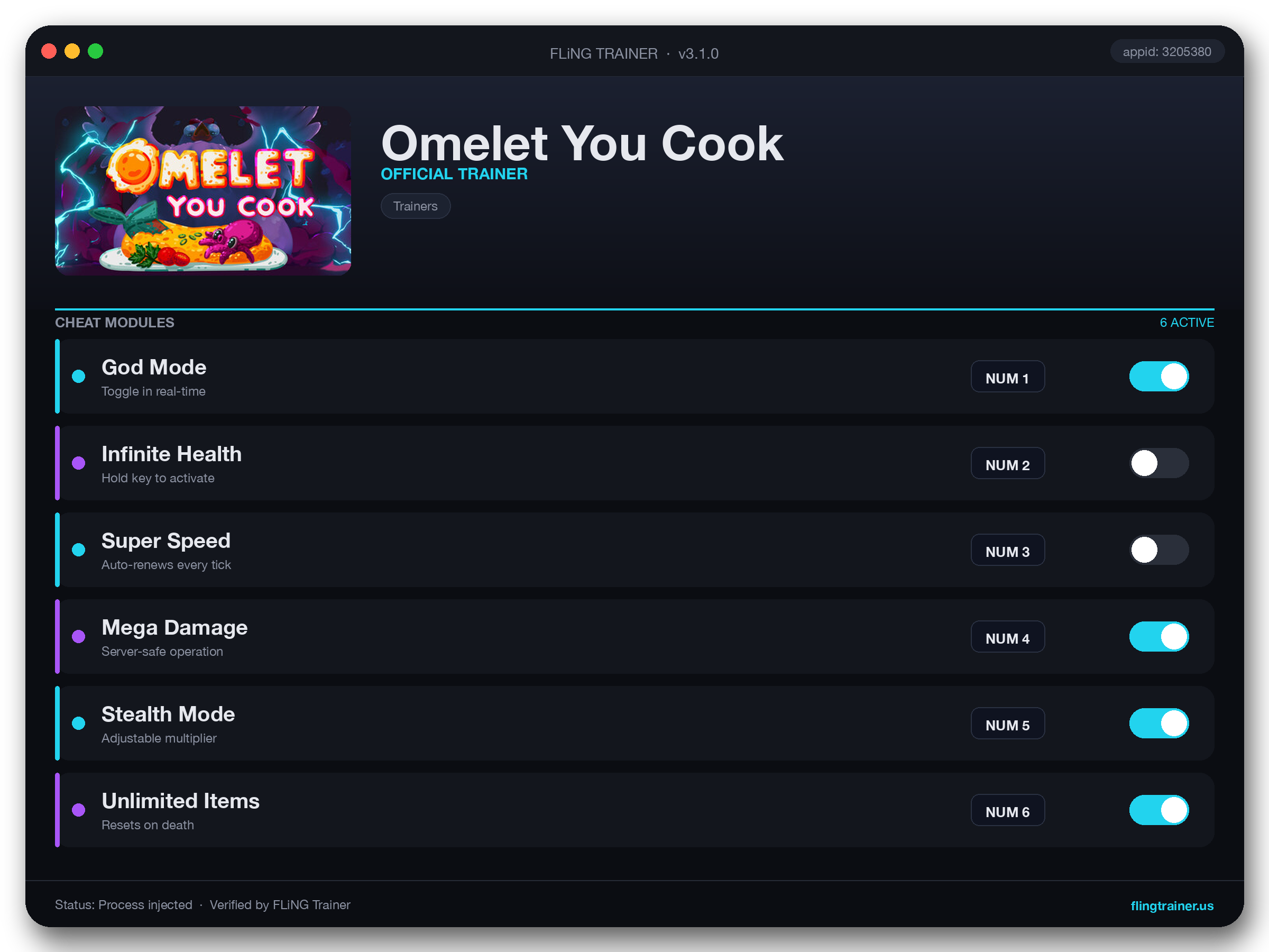 Omelet You Cook Trainer interface