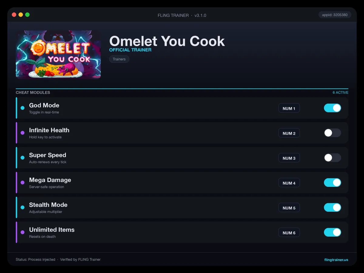 Omelet You Cook Trainer interface