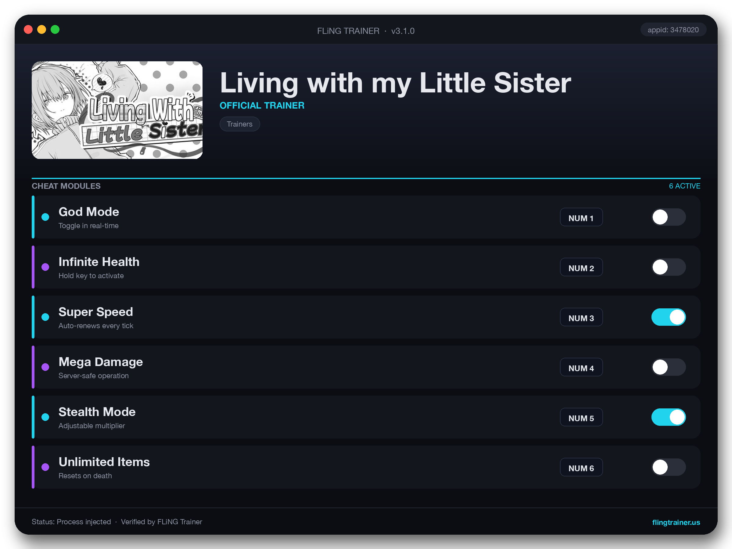 Living with my Little Sister Trainer interface