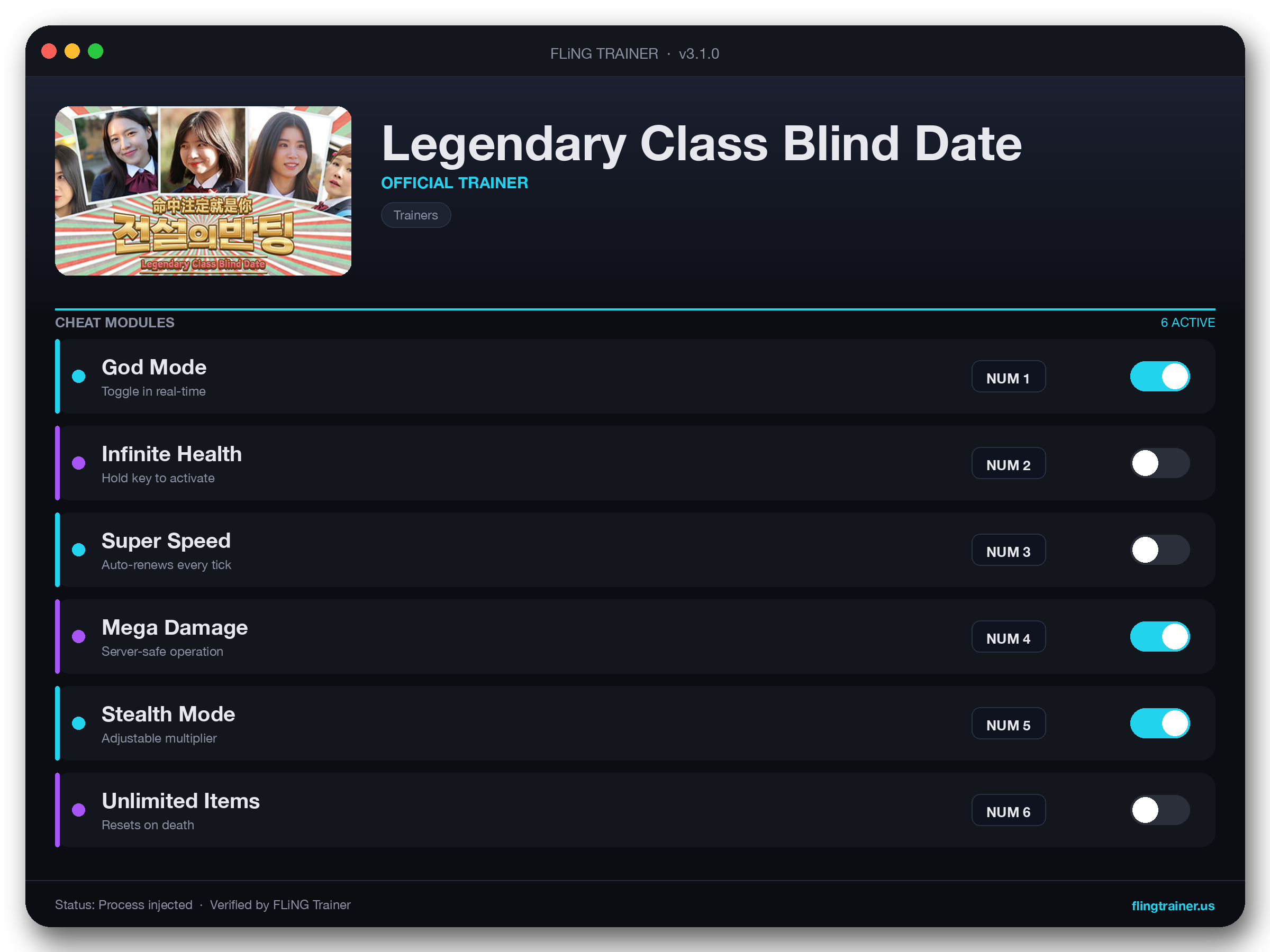 Legendary Class Blind Date Trainer interface