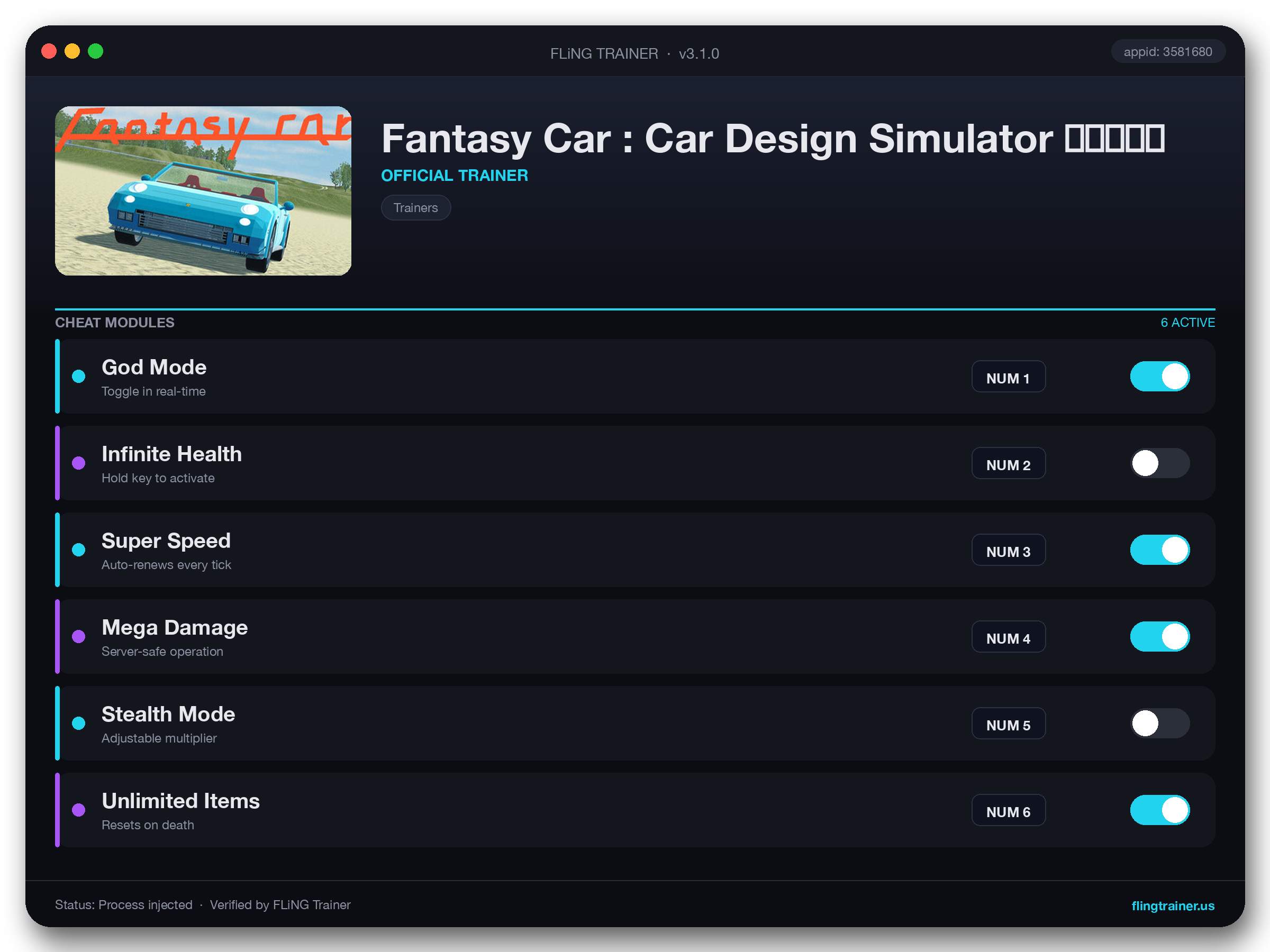 Fantasy Car : Car Design Simulator 造车模拟器 Trainer interface