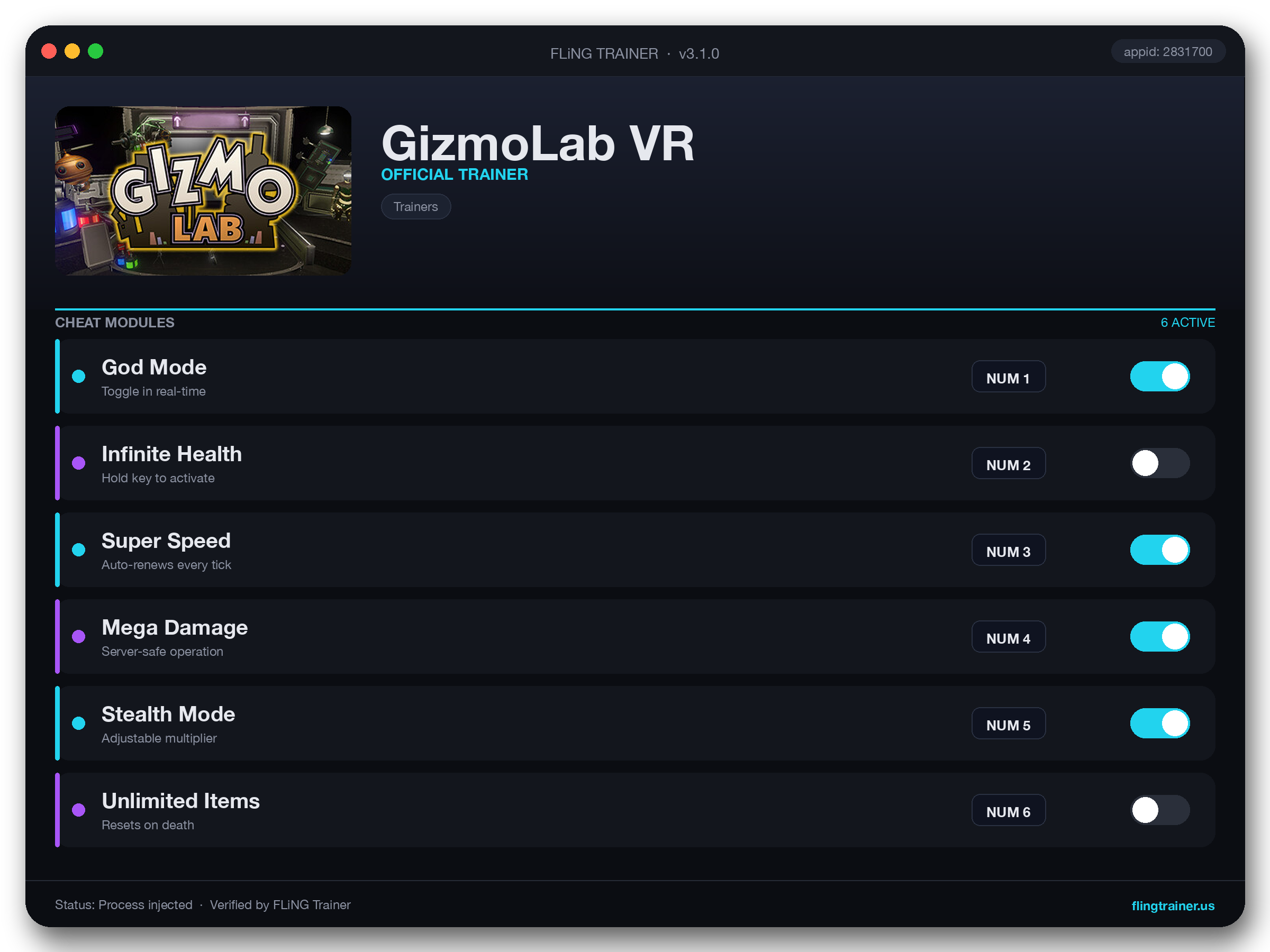 GizmoLab VR Trainer interface