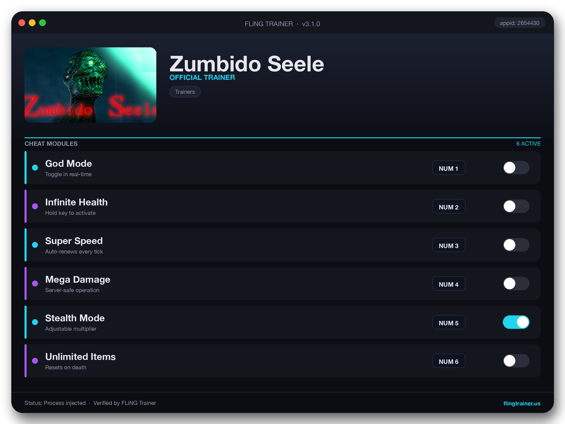 Zumbido Seele Trainer interface