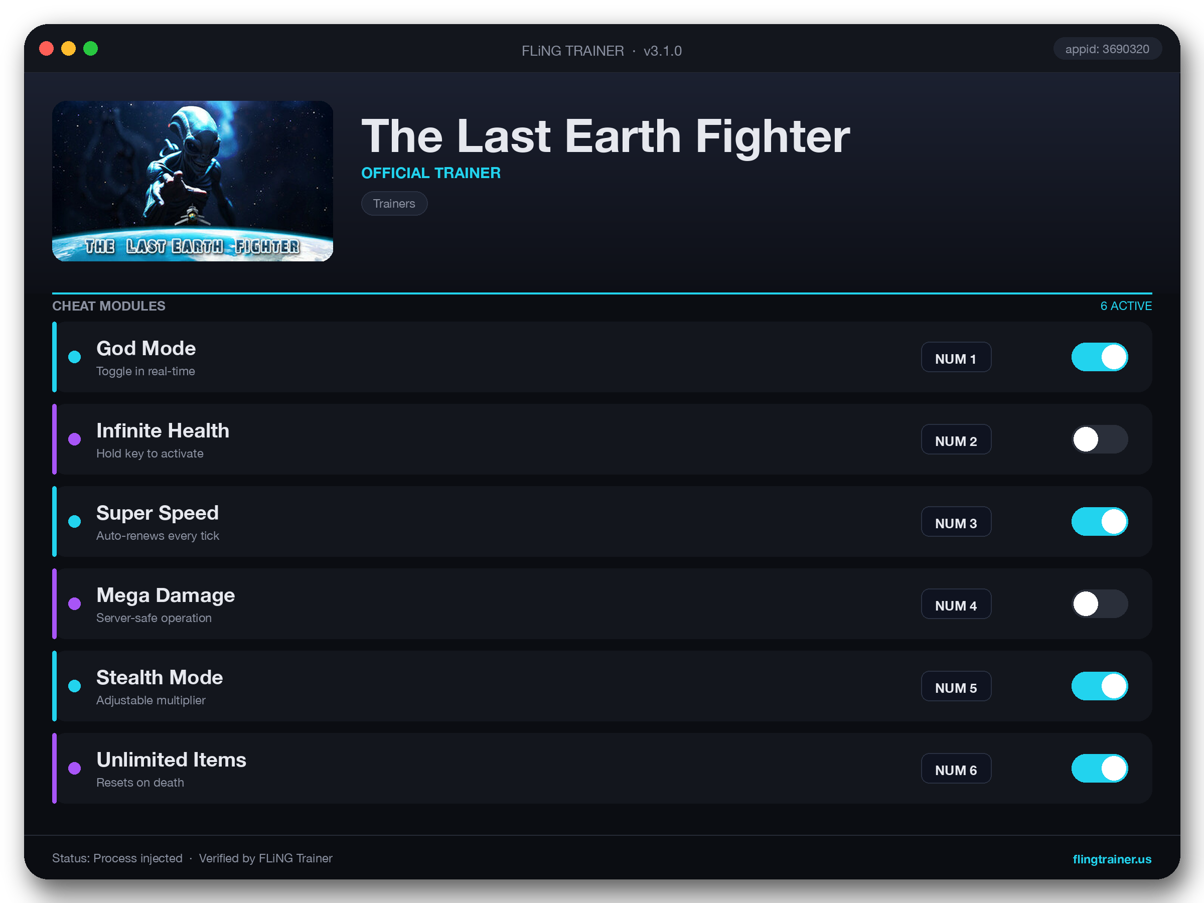 The Last Earth Fighter Trainer interface