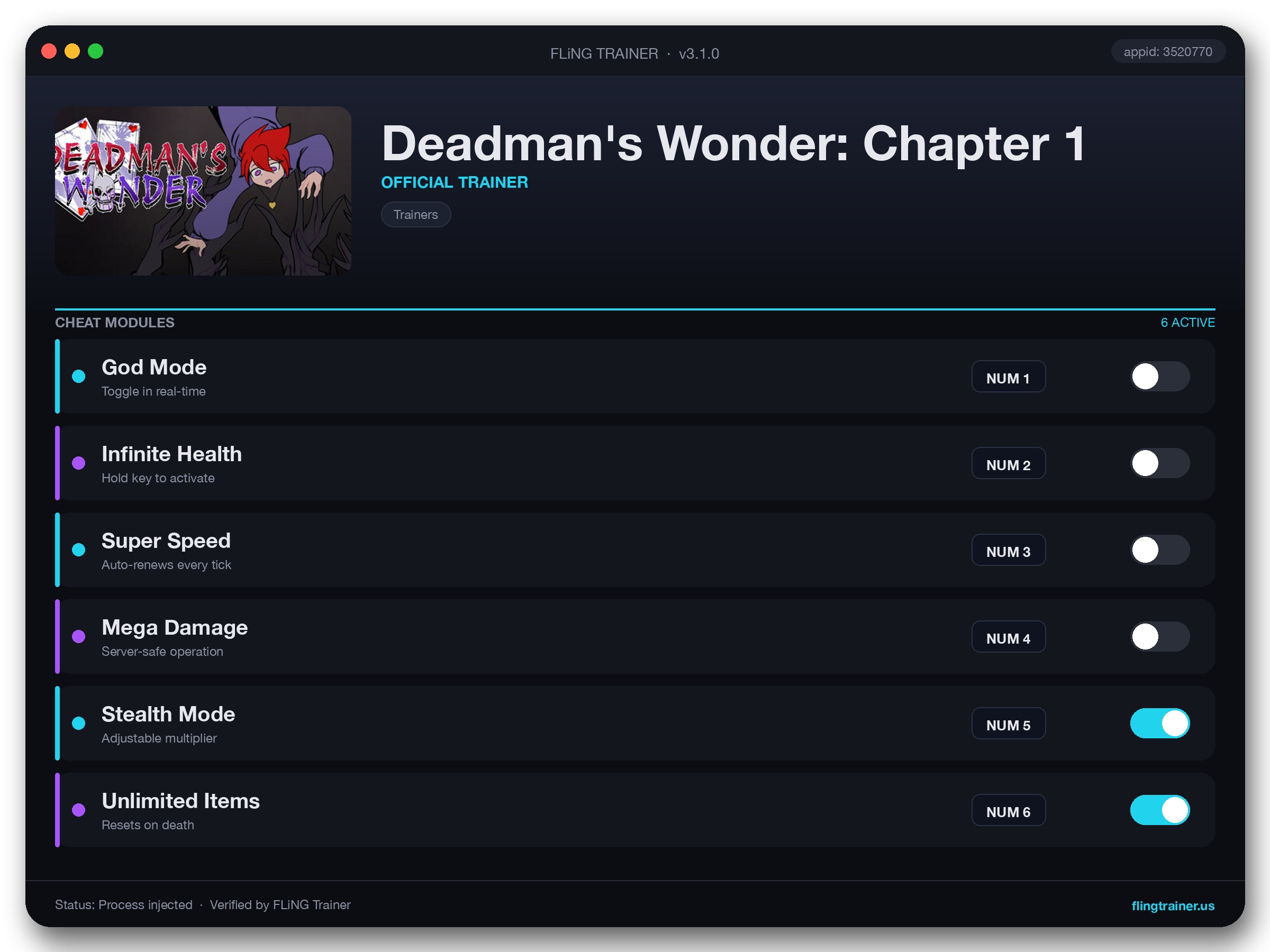 Deadman's Wonder: Chapter 1 Trainer interface