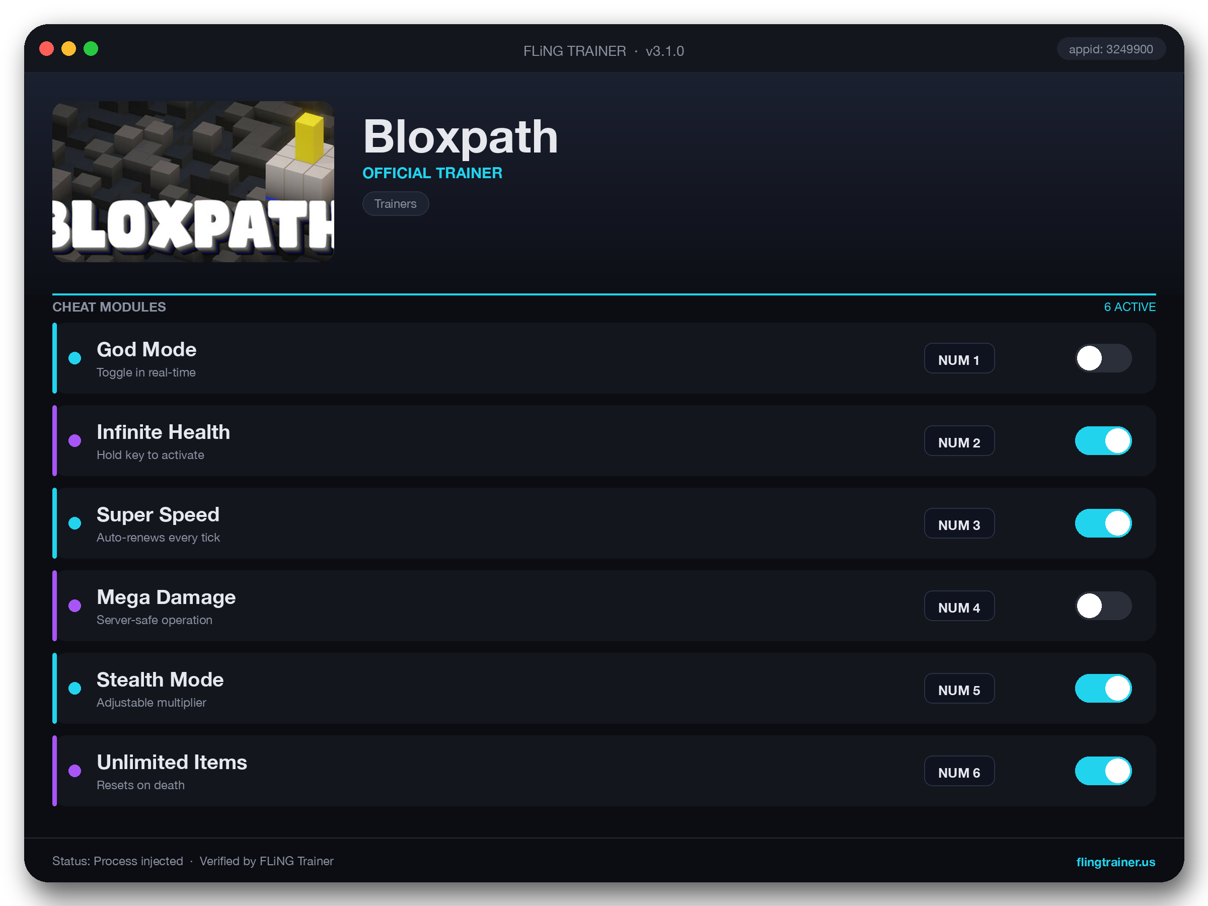 Bloxpath Trainer interface