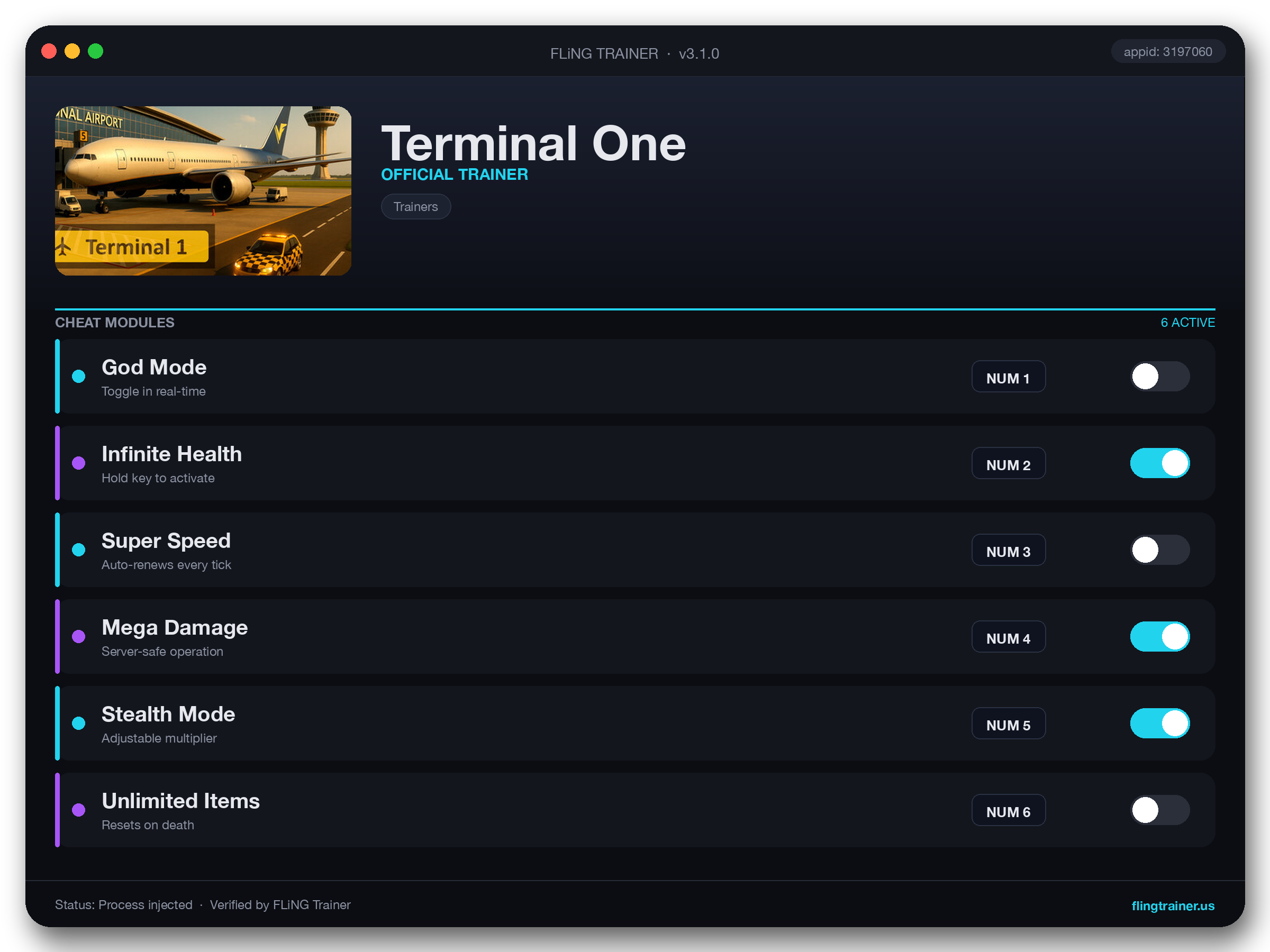 Terminal One Trainer interface