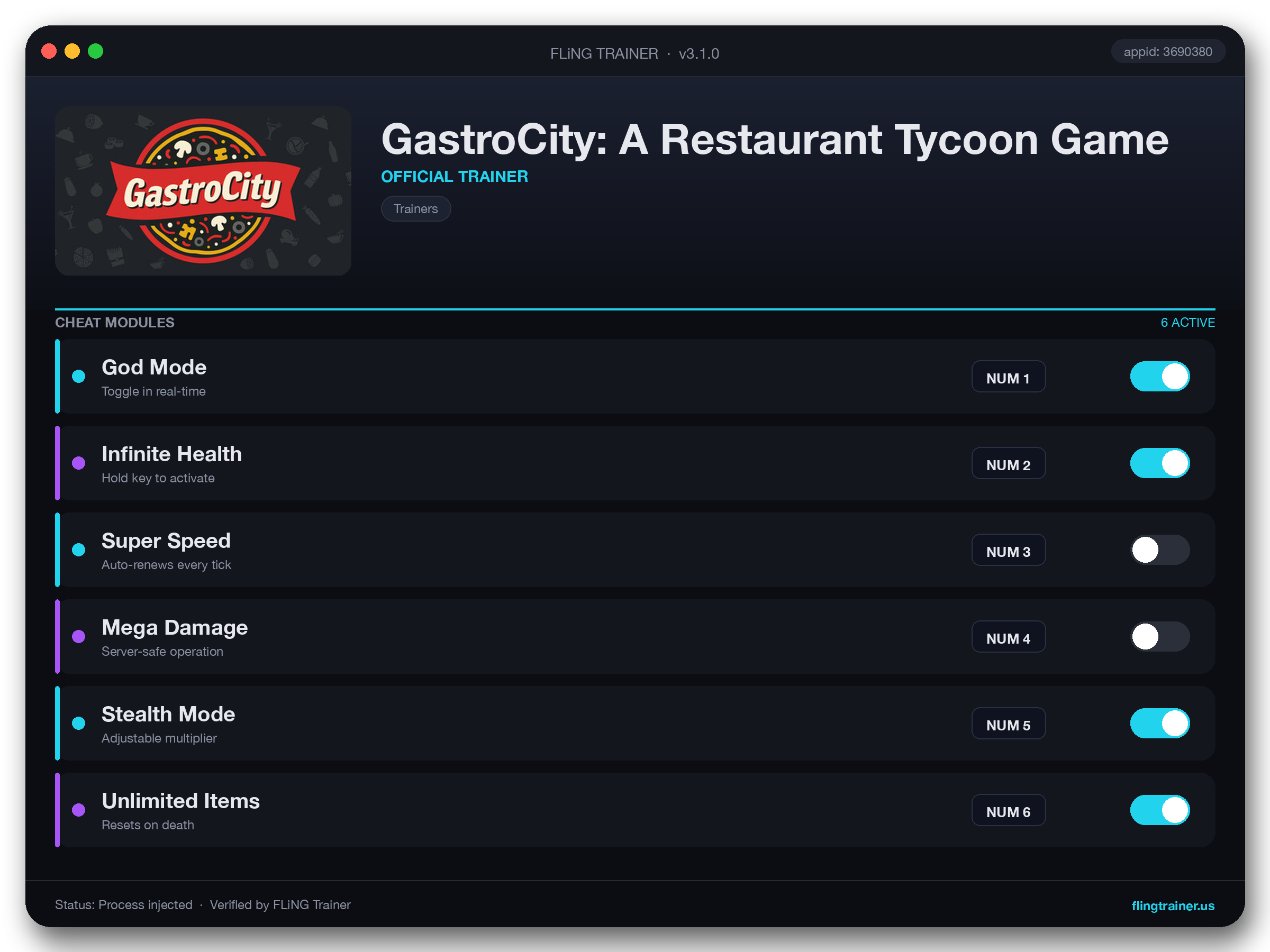 GastroCity: A Restaurant Tycoon Game Trainer interface
