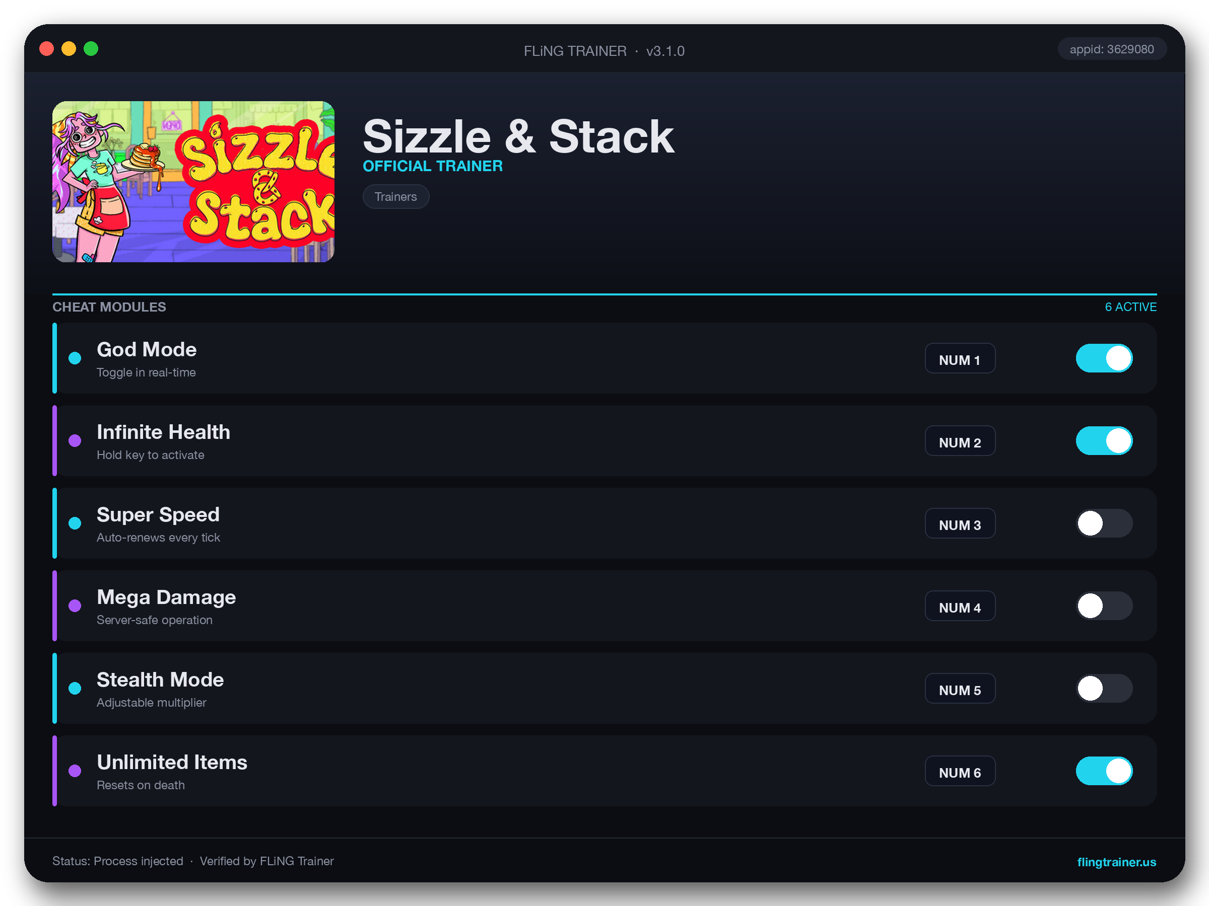 Sizzle & Stack Trainer interface
